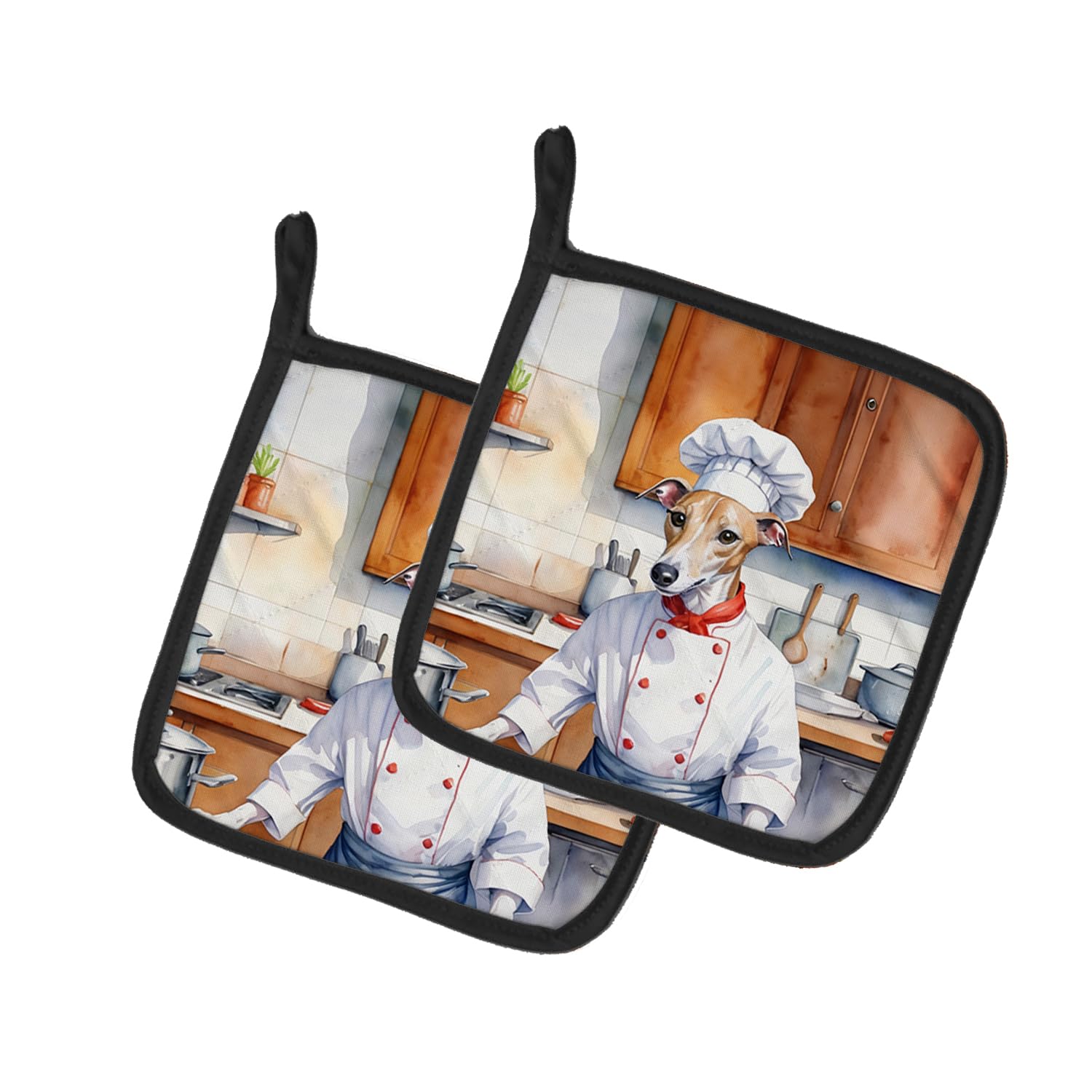 Whippet The Chef Pair of Pot Holders