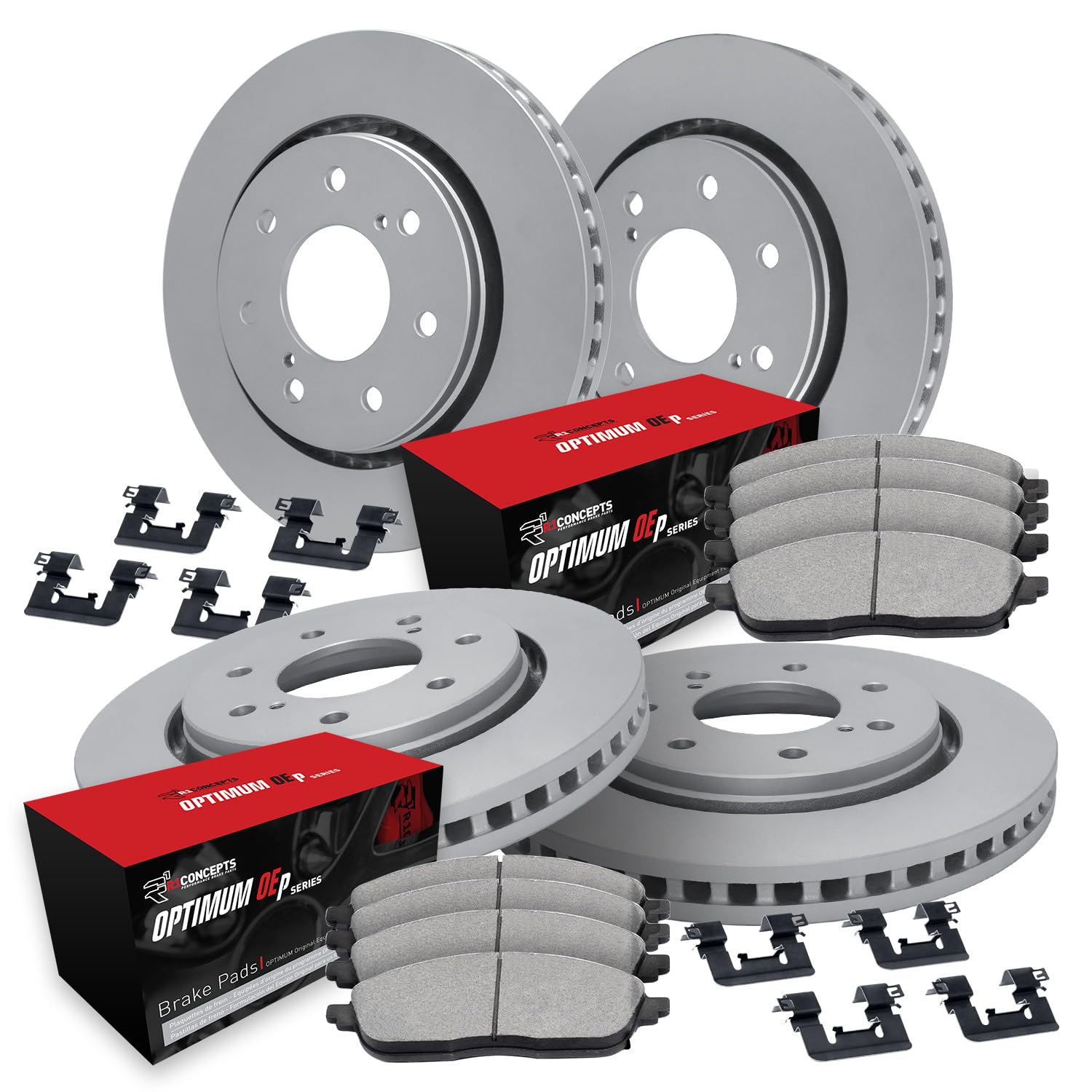 R1 Concepts Carbon Coated Disc Brake Rotor Set with Optimum Oe Pads and Hardware WDUH2-54100