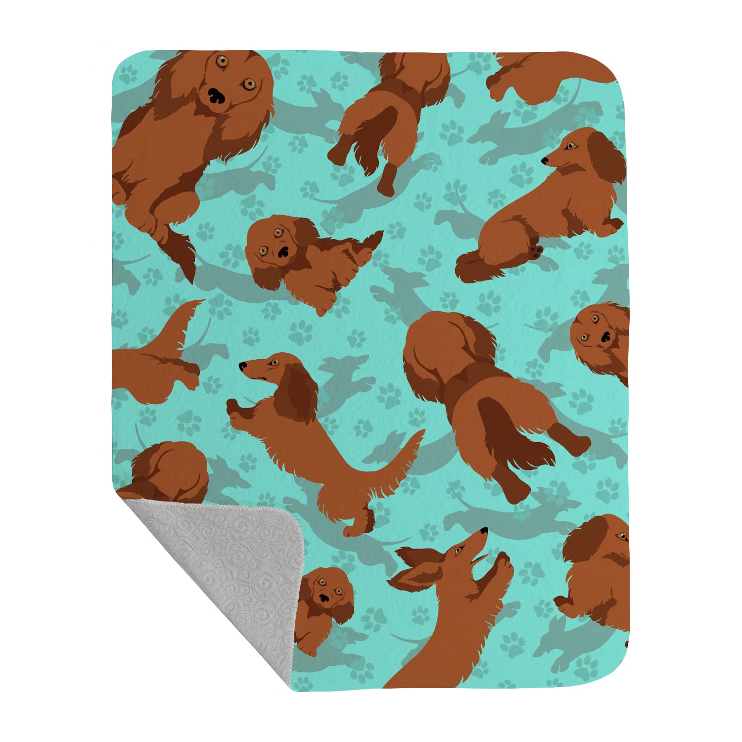 Carolines Treasures MLM1012LQB Longhaired Red Dachshund Quilted Blanket 50x60 Artwork Pattern Quilted Throw Blanket for Bed, Couch, Sofa, Soft and Lightweight