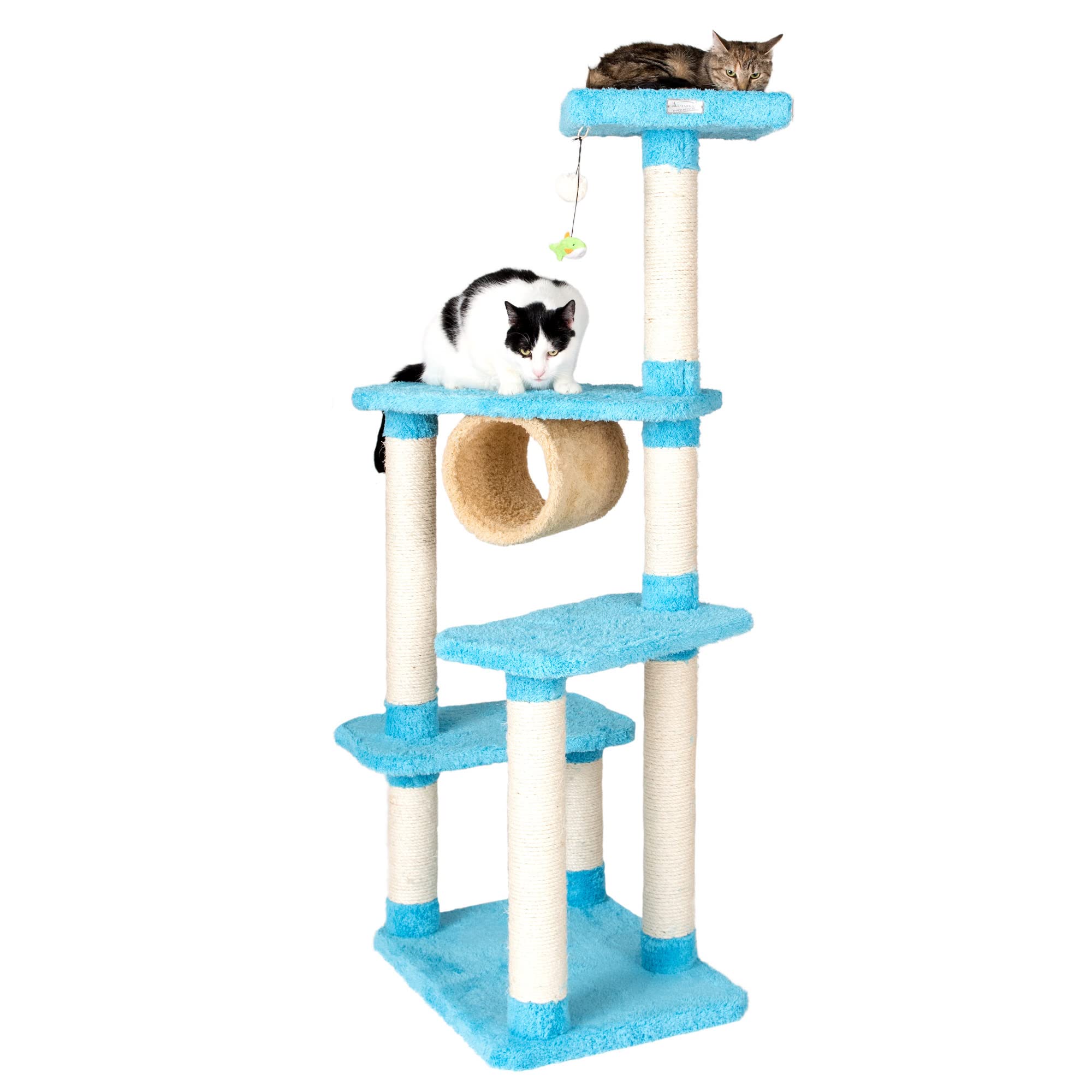 Armarkat Real Wood Cat Climber, Cat Junggle Tree With Platforms, X6105 Skyblue