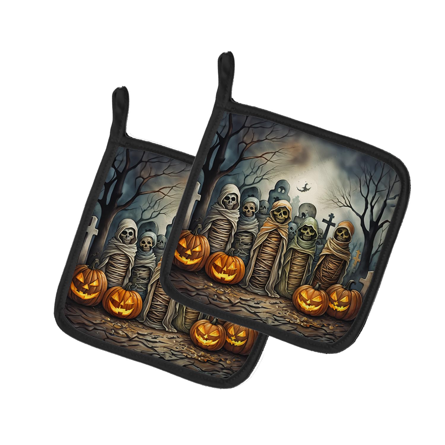 Mummies Spooky Halloween Pair of Pot Holders