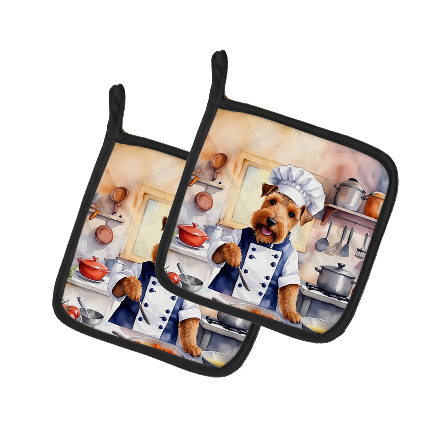 Welsh Terrier The Chef Pair of Pot Holders
