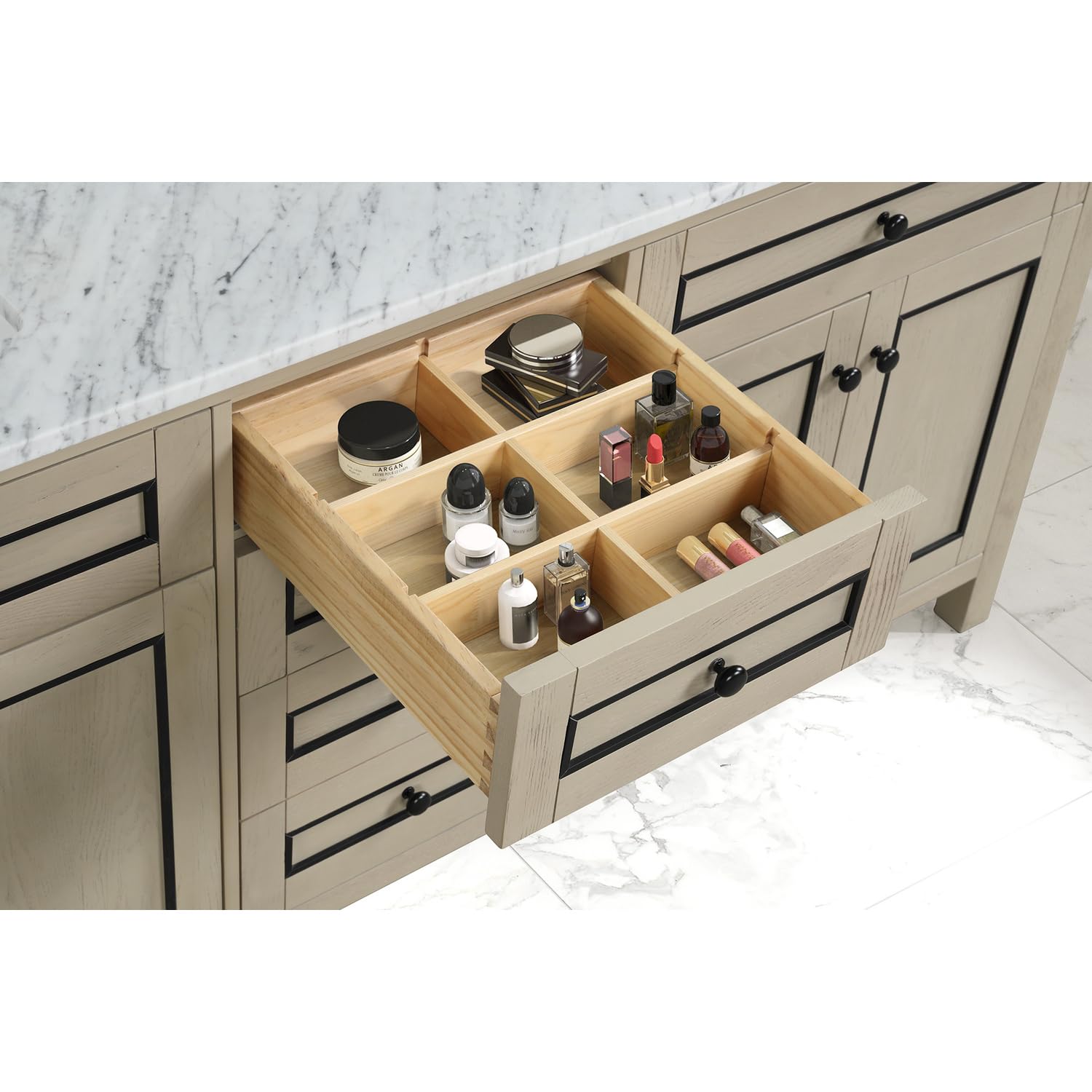 72 LIGHT OAK FINISH SINK VANITY CABINET WITH CARRARA WHITE TOP