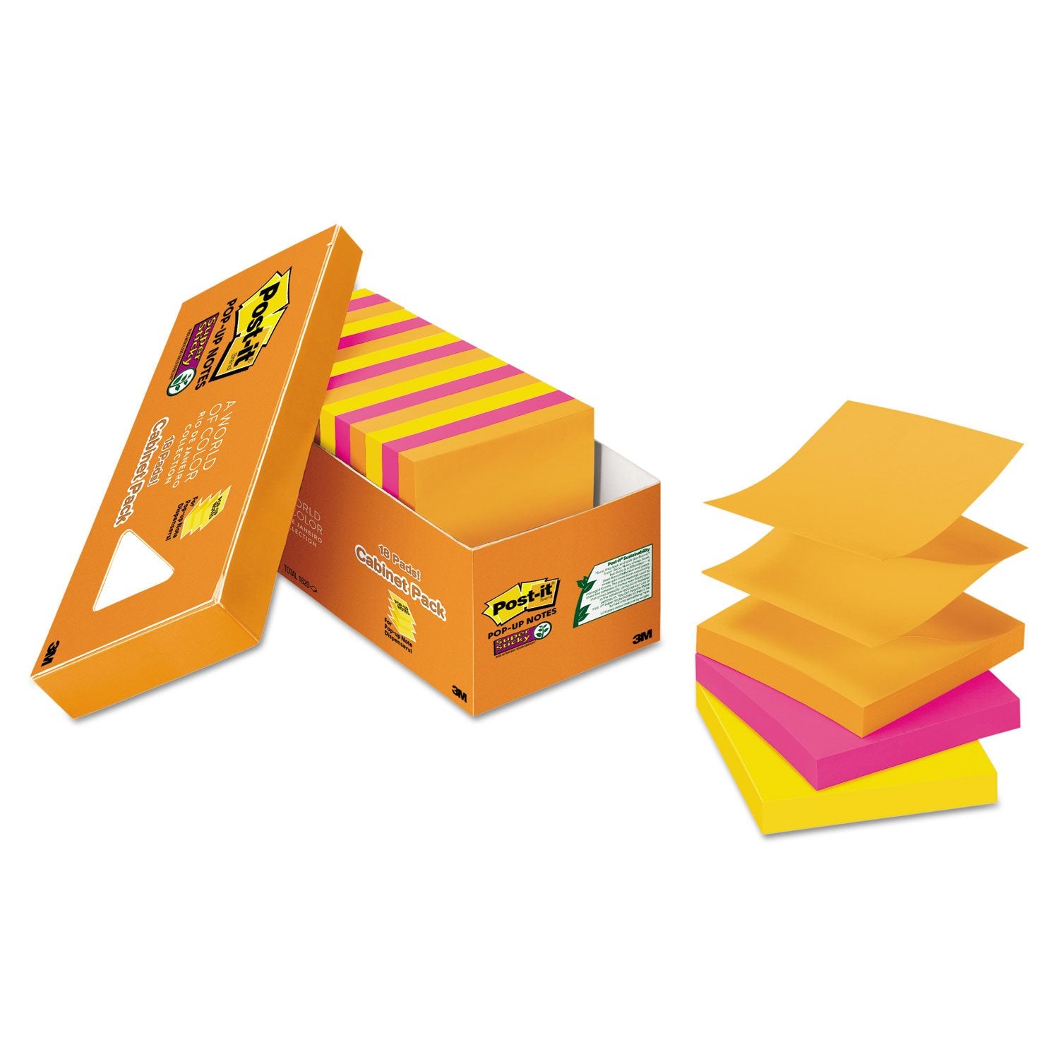 Post-it Super Sticky Pop-Up Notes, 3 x 3 Inches, Rio De Janeiro Colors, Pack of 18