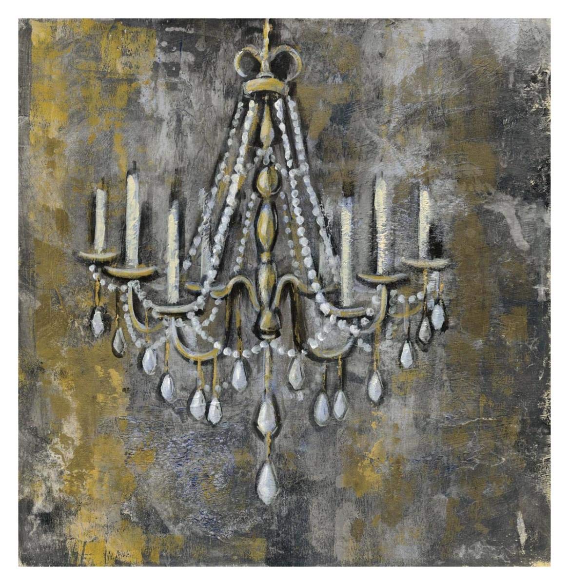 Vintage Chandelier II -Paper Art-32x32″
