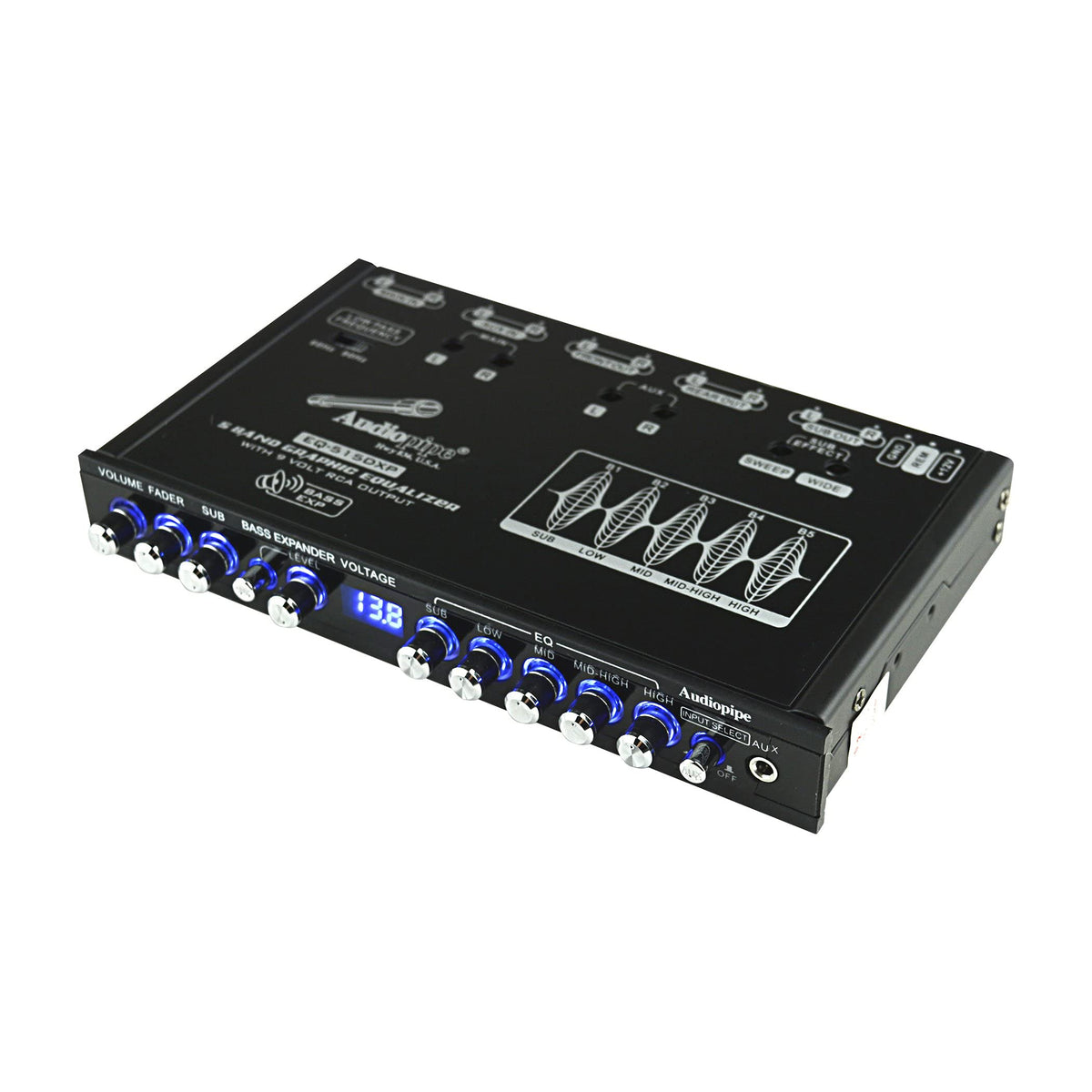Audiopipe 5 Band Graphic Equalizer With 9 Volt Rca Output (Eq-515Dxp)