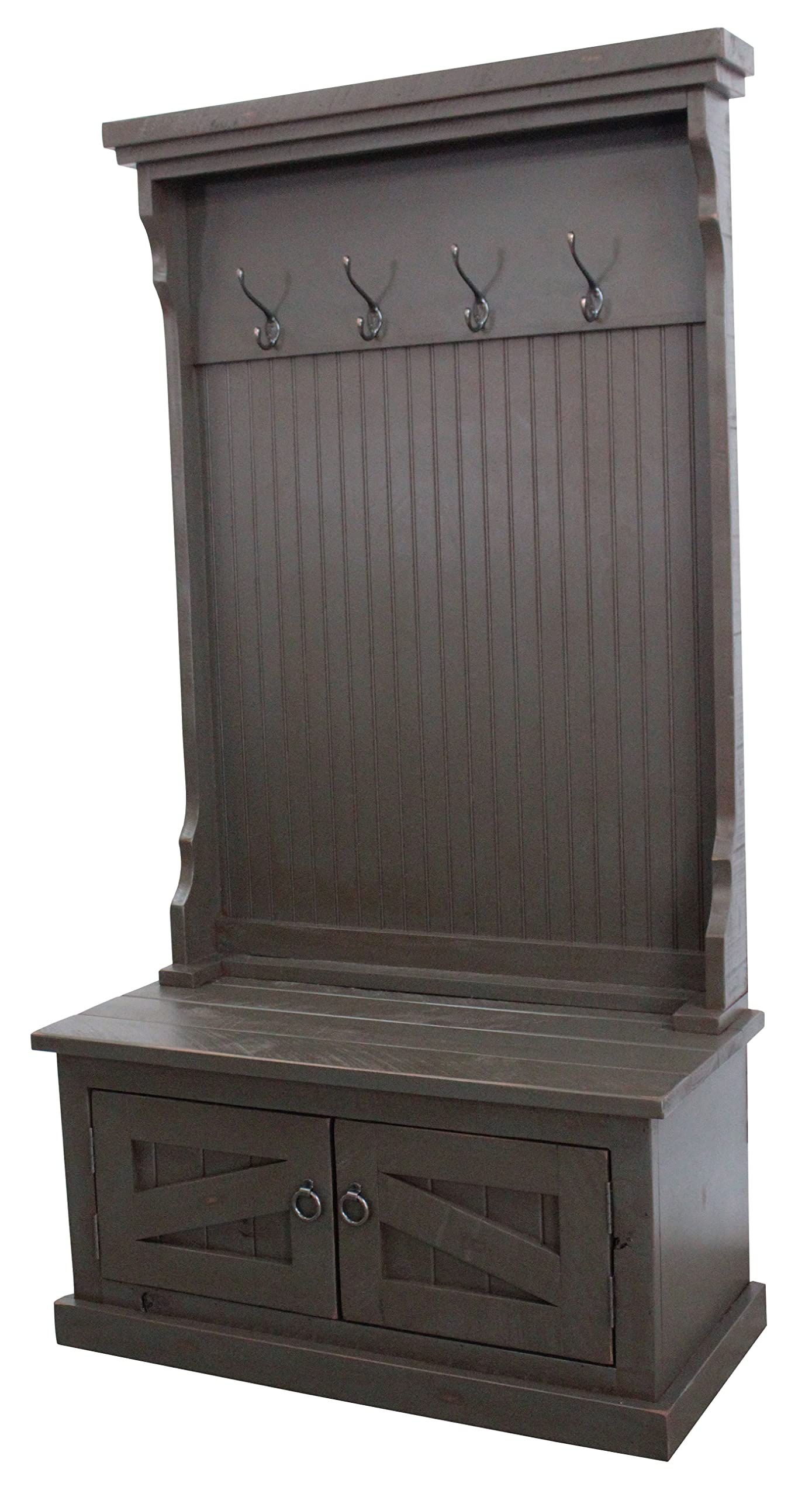 Rustic Hall Tree Top & Plain Base in Rustic Grey