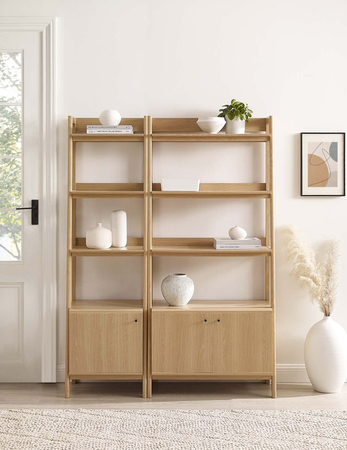 Modway Bookshelf Display Cases In Oak - Set Of 2