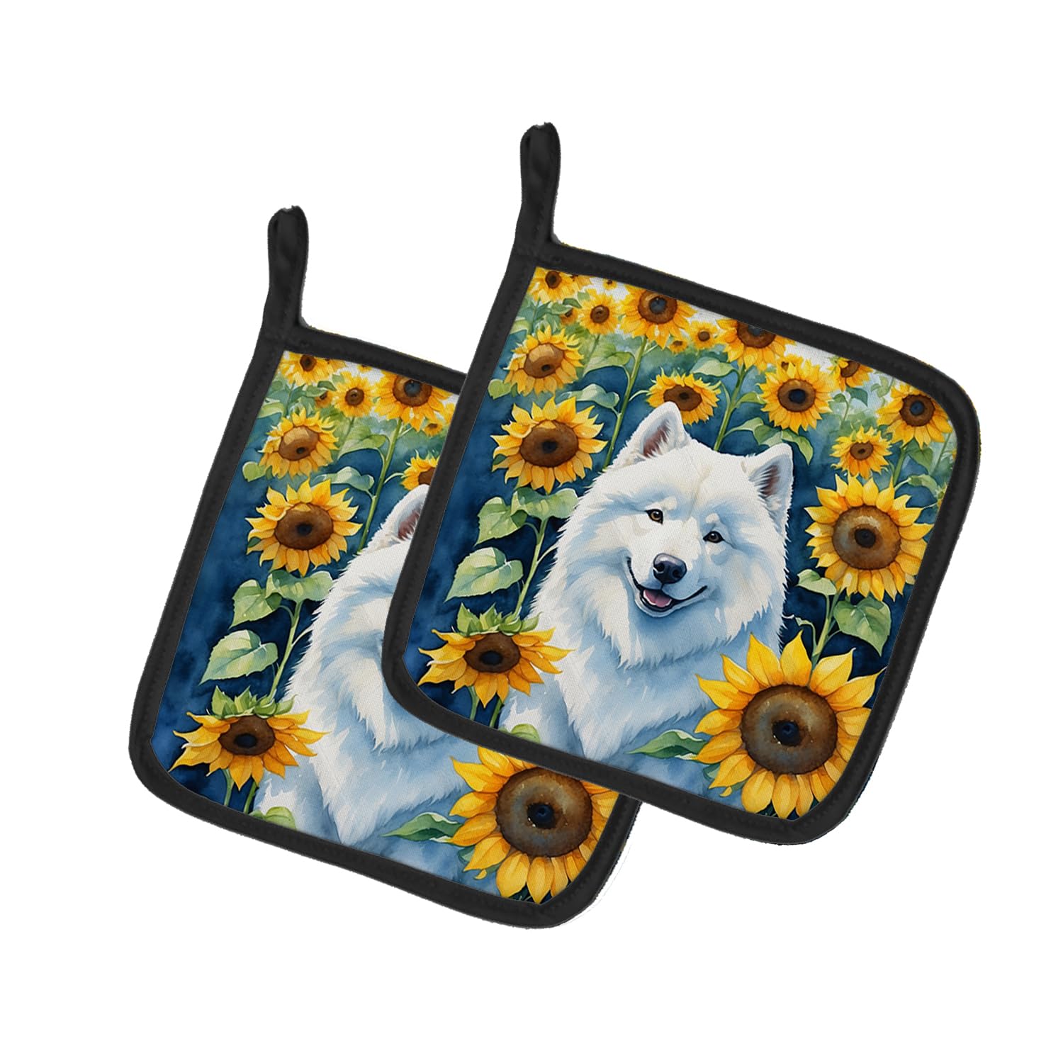 Samoyed in Sunflowers Pair of Pot Holders