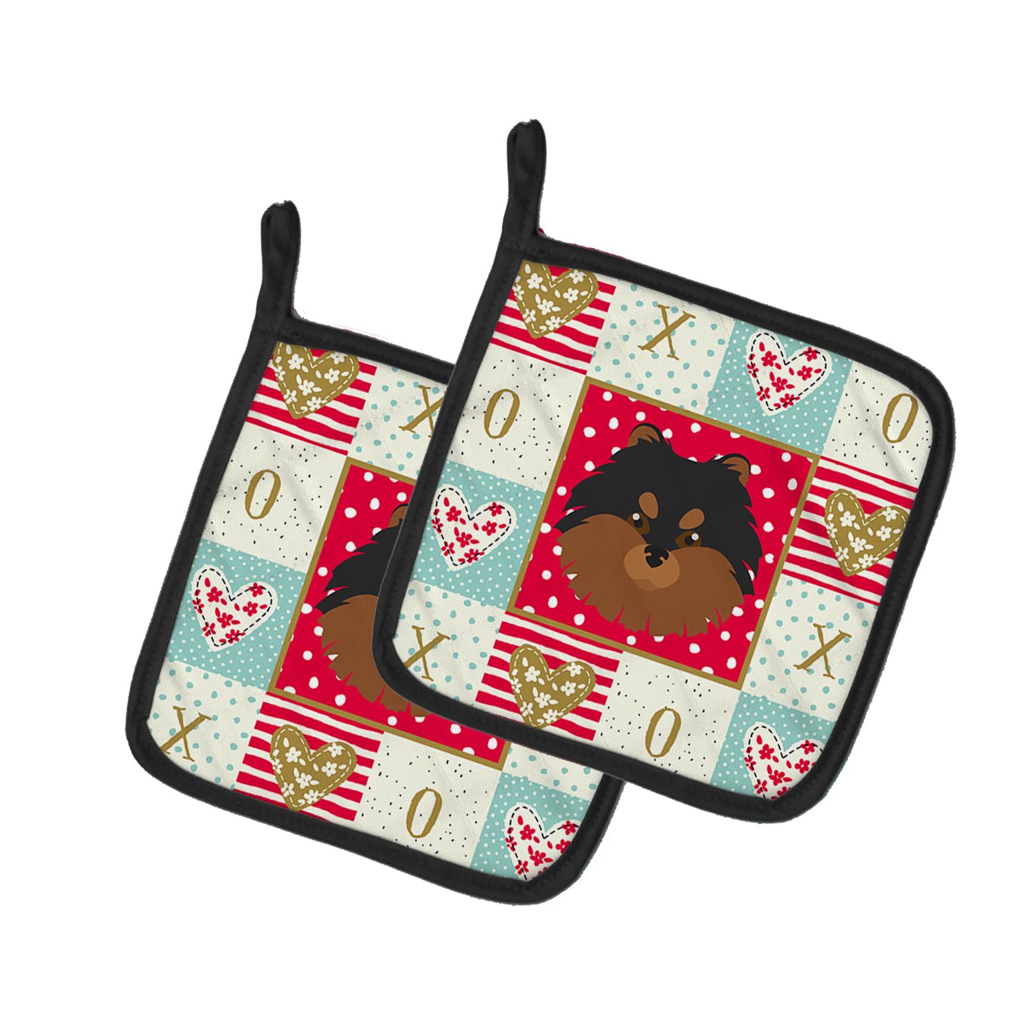 Pomeranian Love Pair of Pot Holders
