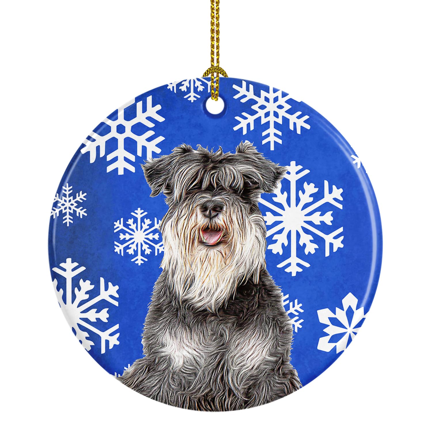 Winter Snowflakes Holiday Schnauzer Ceramic Ornament KJ1178CO1