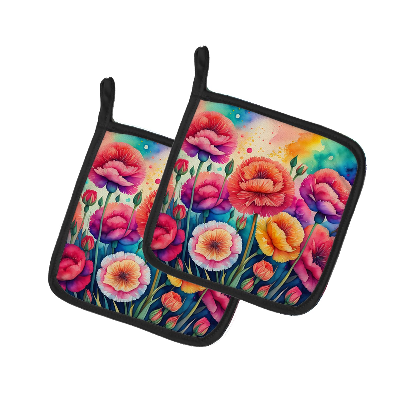 Colorful Carnations Pair of Pot Holders