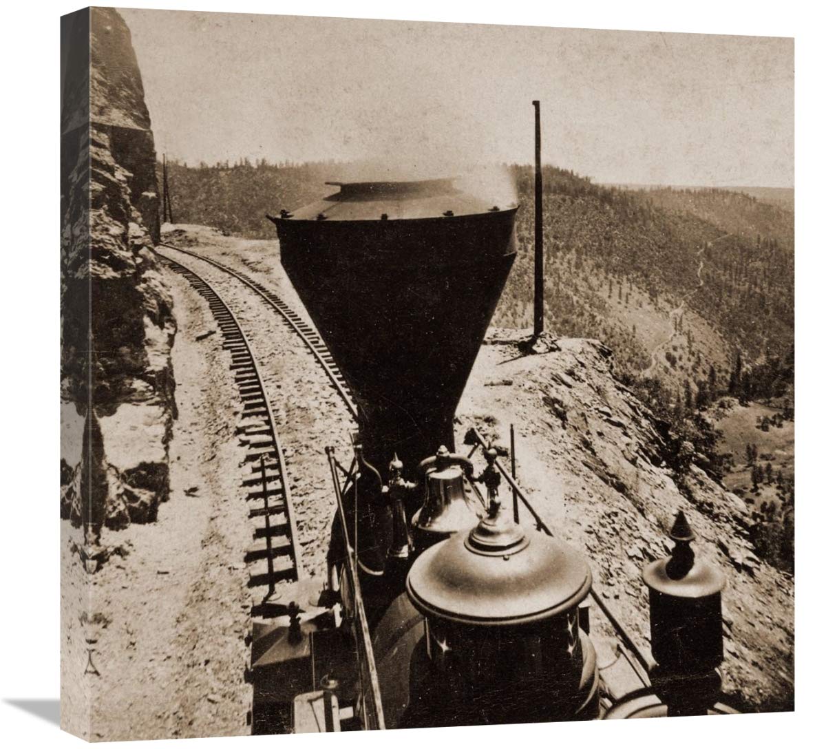 Rounding Cape Horn, California, Road to Iowa Hill from the river, in the distance, 1866-1869-Canvas Art-22x22”