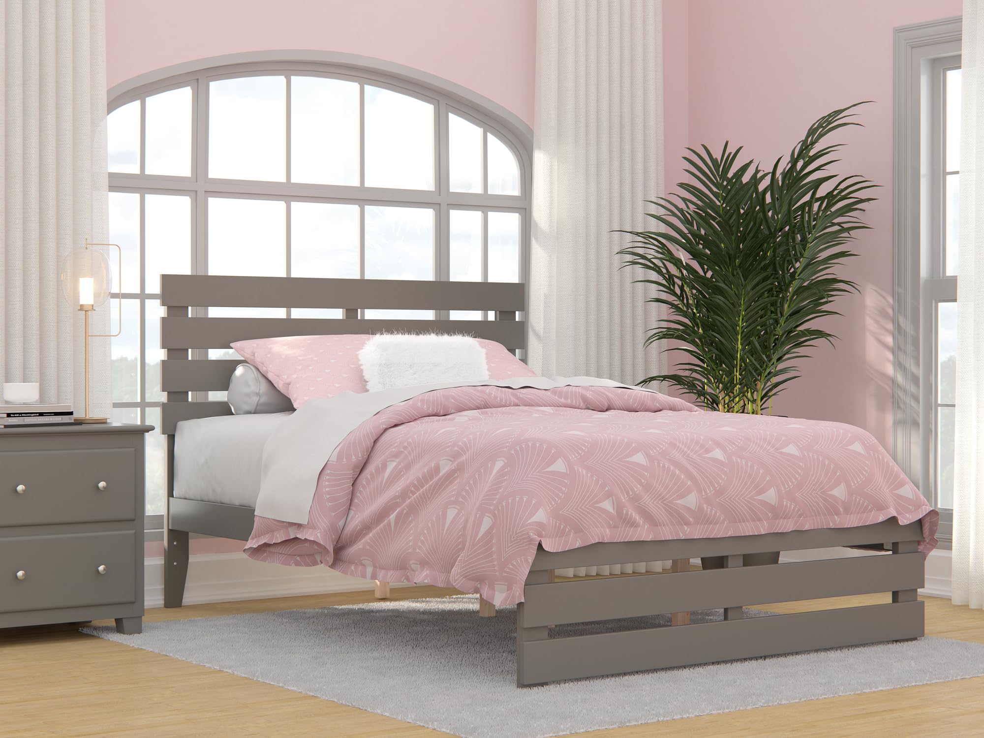 Oxford Full Bed with Footboard and USB Turbo Charger in Grey