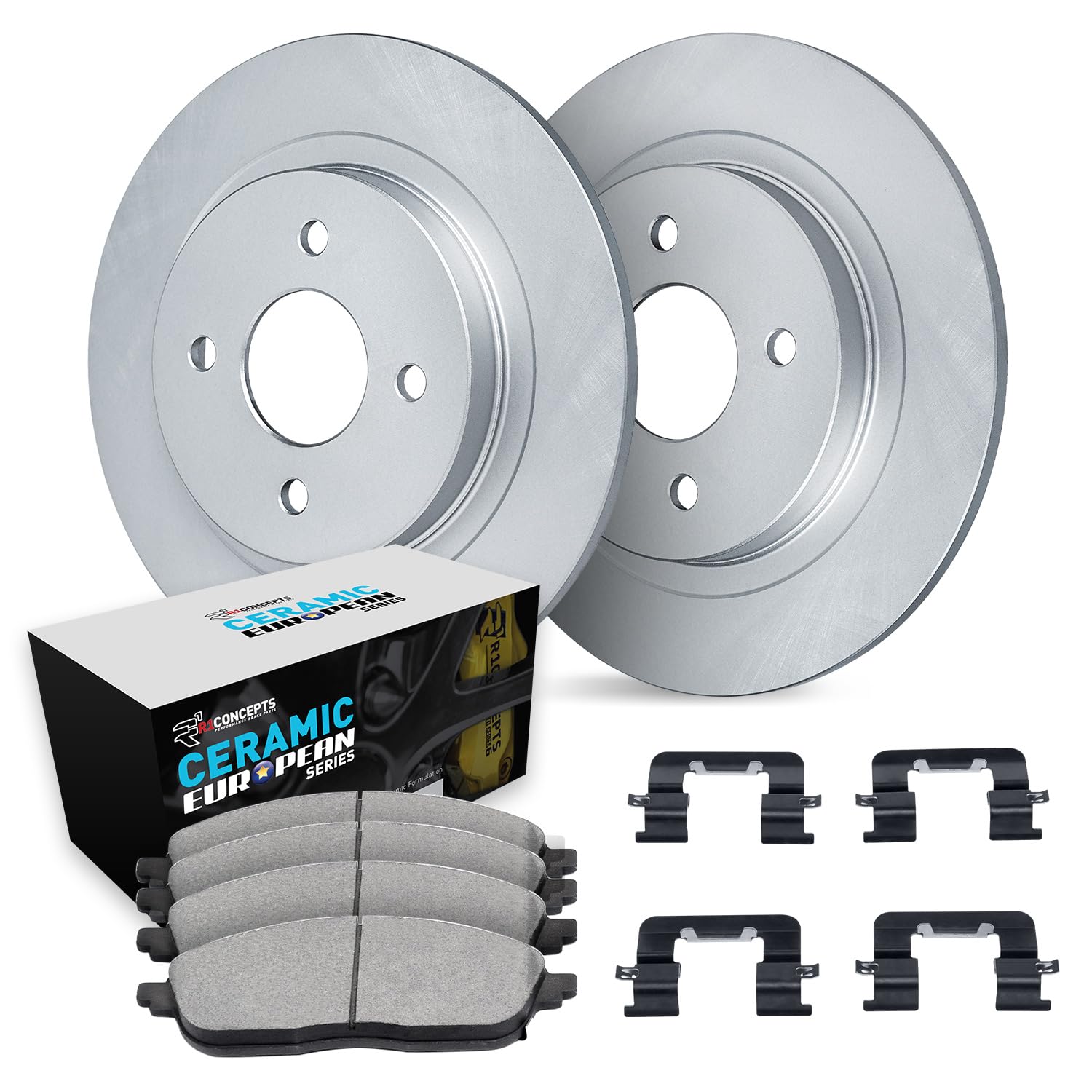 R1 Concepts Carbon Coated Disc Brake Rotor Set with Euro Ceramic Pads and Hardware WDTH1-07004