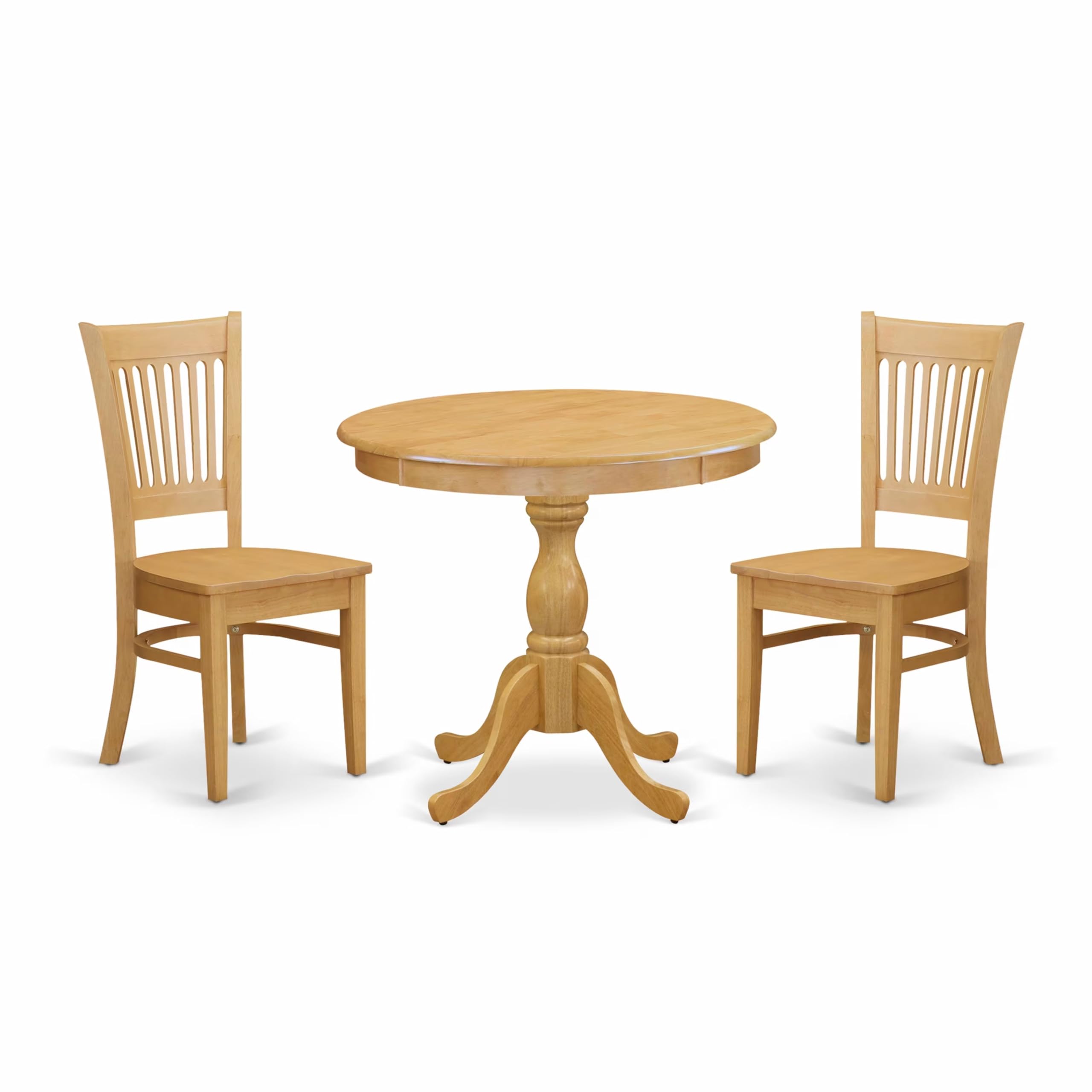 AMVA3-OAK-W 3 Piece Dining Room Table Set - 1 Wood Dining Table and 2 Oak Mid Century Chair - Oak Finish