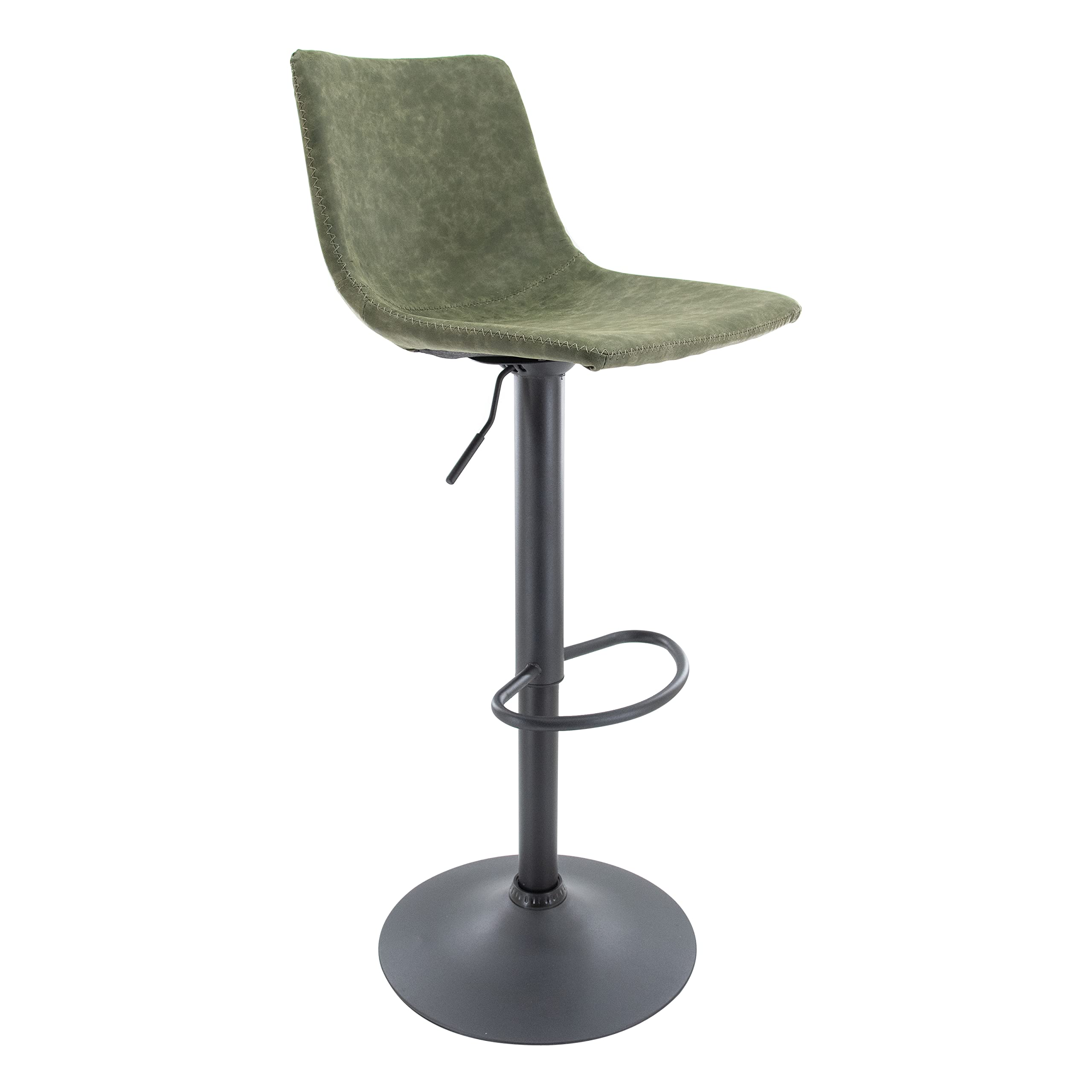 Leisuremod Tilbury Modern Adjustable Height Bar Stool Kitchen Island Stools With Footrest & 360-Degree Swivel (Olive Green)