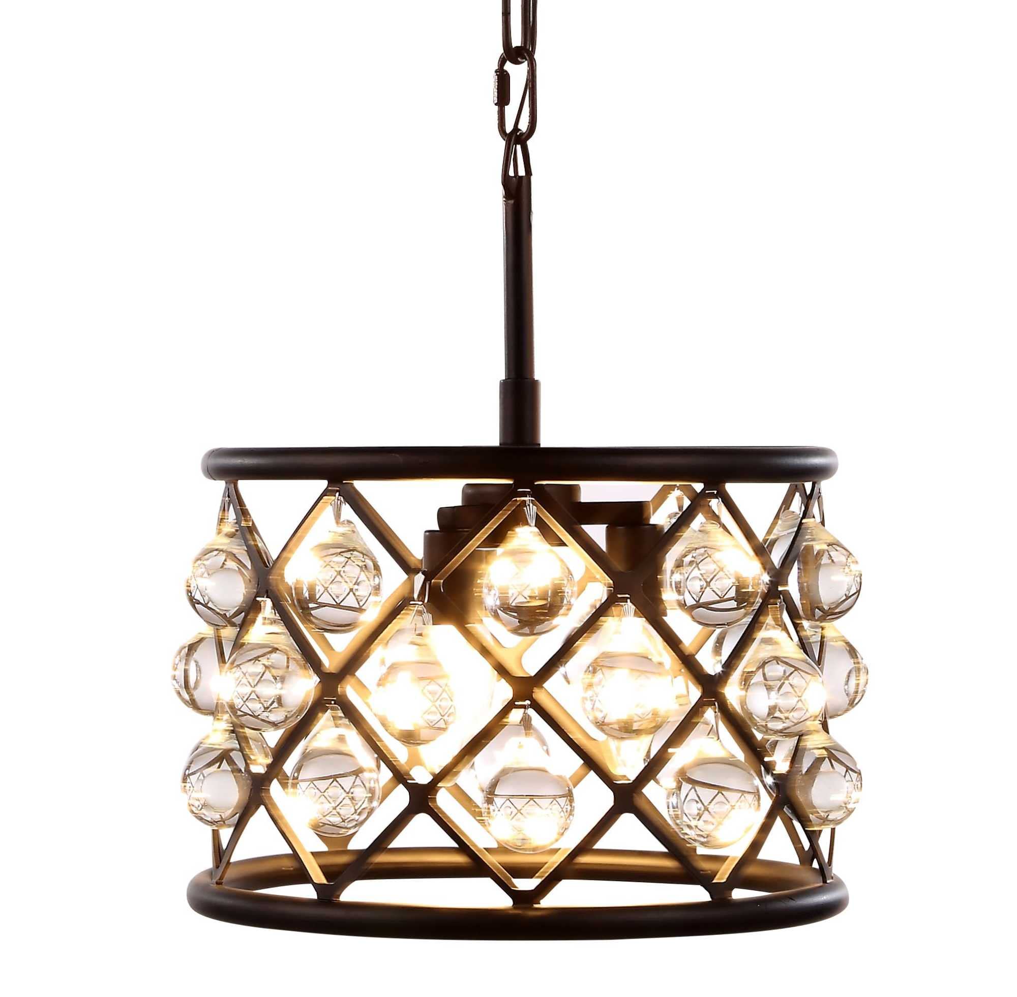 Madison 3 light Matte Black Pendant Clear Royal Cut Crystal