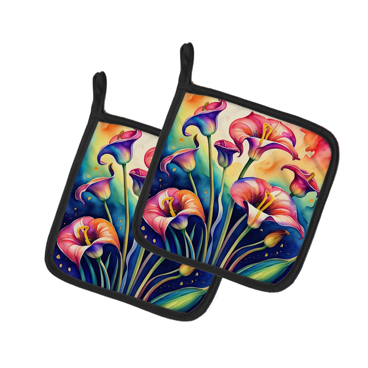 Colorful Calla Lilies Pair of Pot Holders