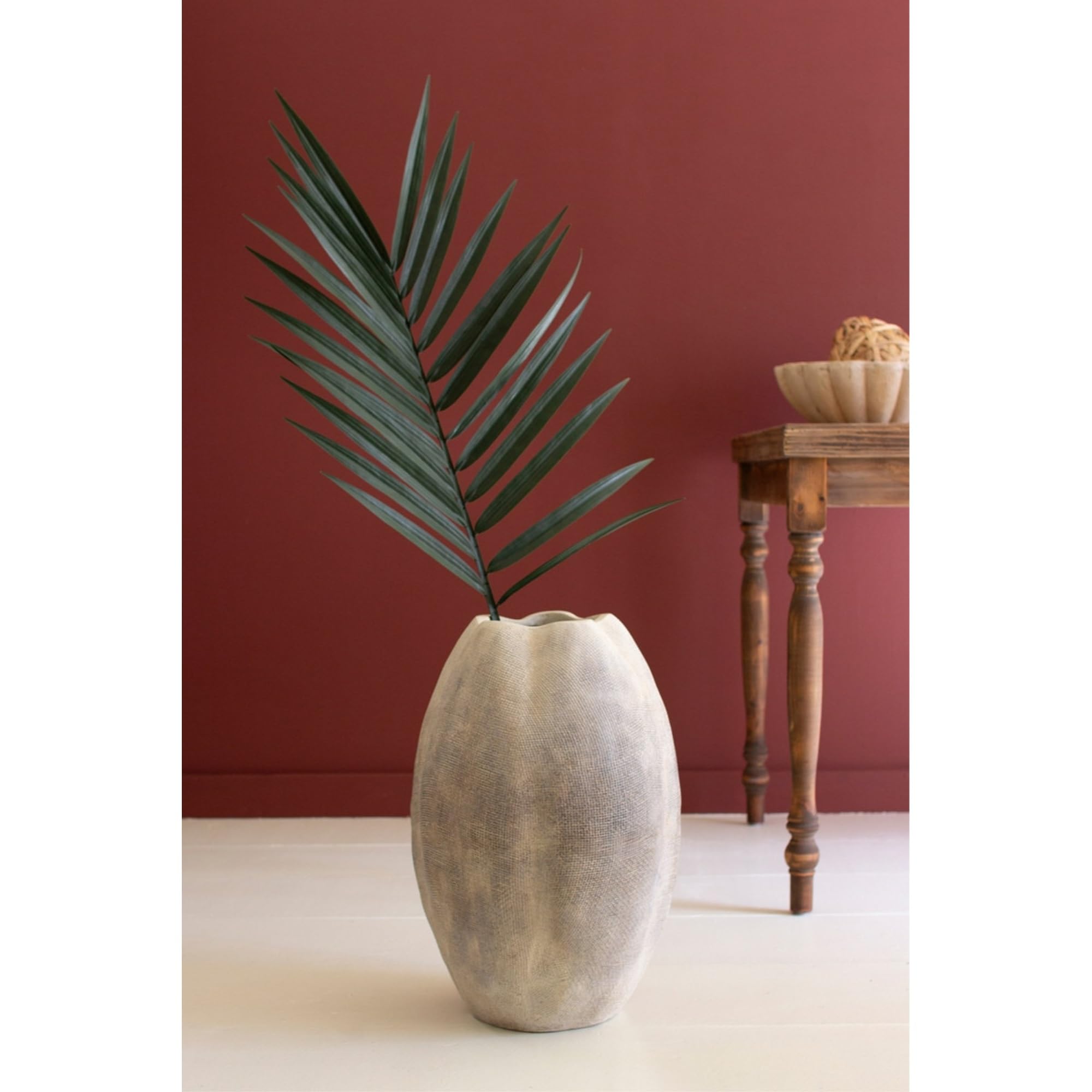 TALL STONE COMPOSITE SCALLOPED VASE
