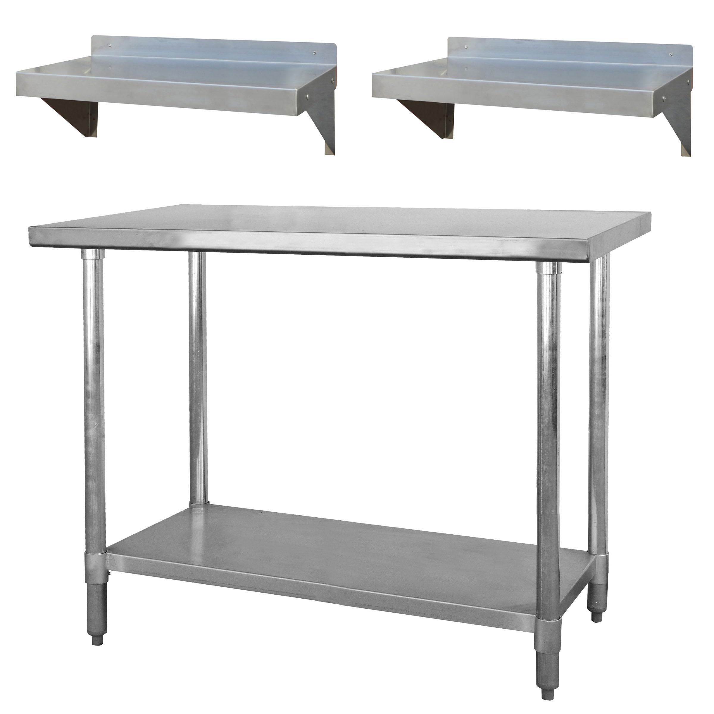 Sportsman Series Stainless Steel Work Station with 48 inch Workbench Table and Two 24 inch Utility Shelves