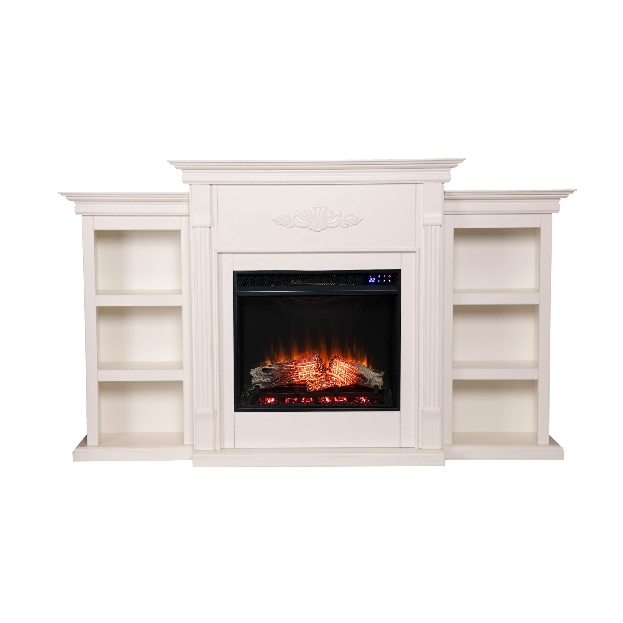 Tennyson Touch Screen Electric Fireplace with Bookcases