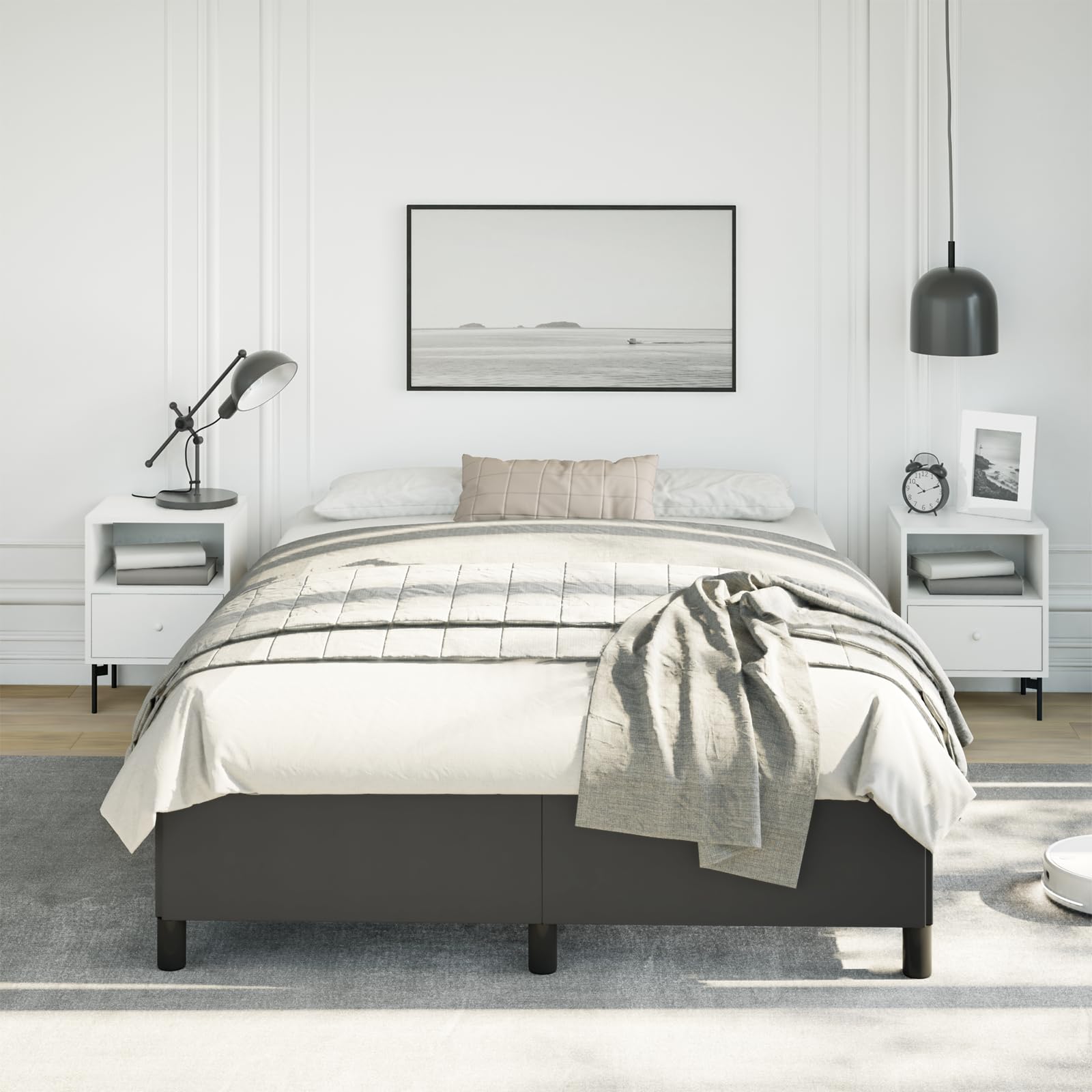 vidaXL Bed Frame Black 53.9x74.8??Faux Leather