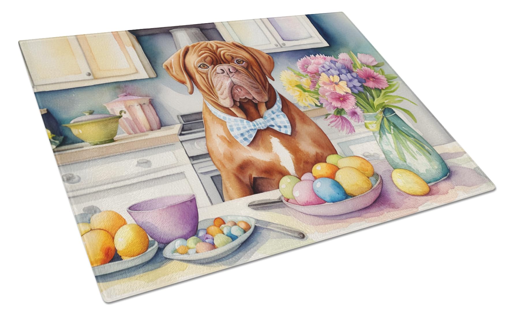 Carolines Treasures DAC6803LCB Decorating Easter Dogue de Bordeaux Glass Cutting Board Decorative Tempered Glass Kitchen Cutting and Serving Board Large Size Chopping Board
