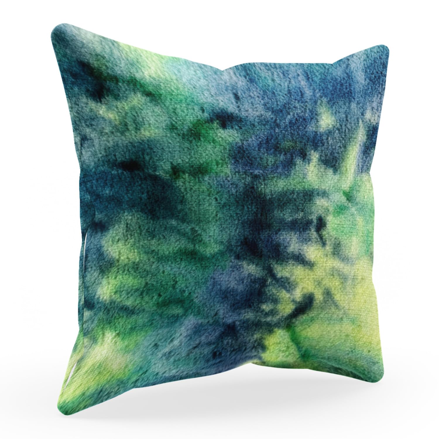 Plutus Green Yellow Blue Northern Lights Animal Faux Fur Luxury Throw Pillow - Double sided  20 x 20”