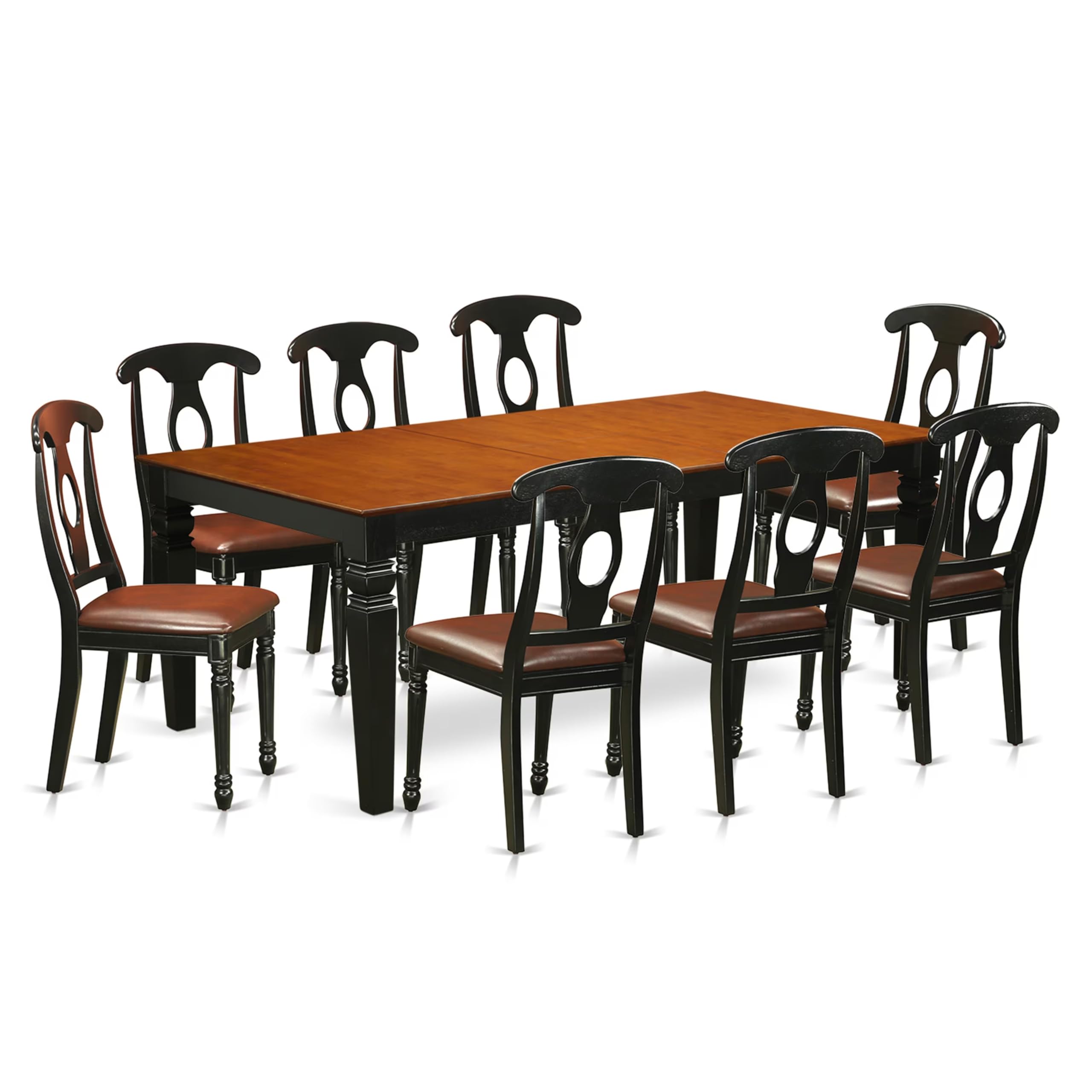 9  Pc  Table  and  chair  set  with  a  Dining  Table  and  8  Dining  Chairs  in  Black  and  Cherry
