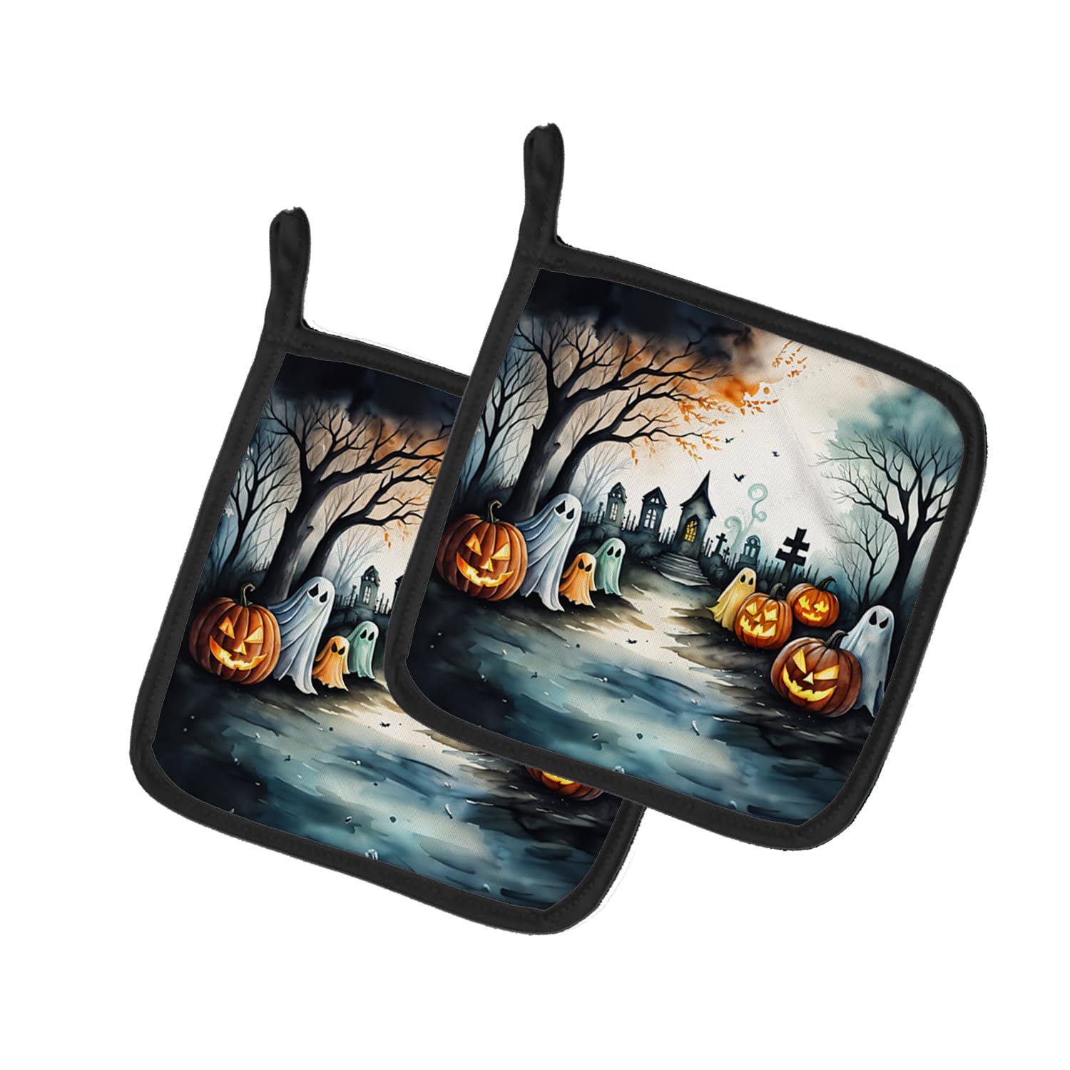 Ghosts Spooky Halloween Pair of Pot Holders