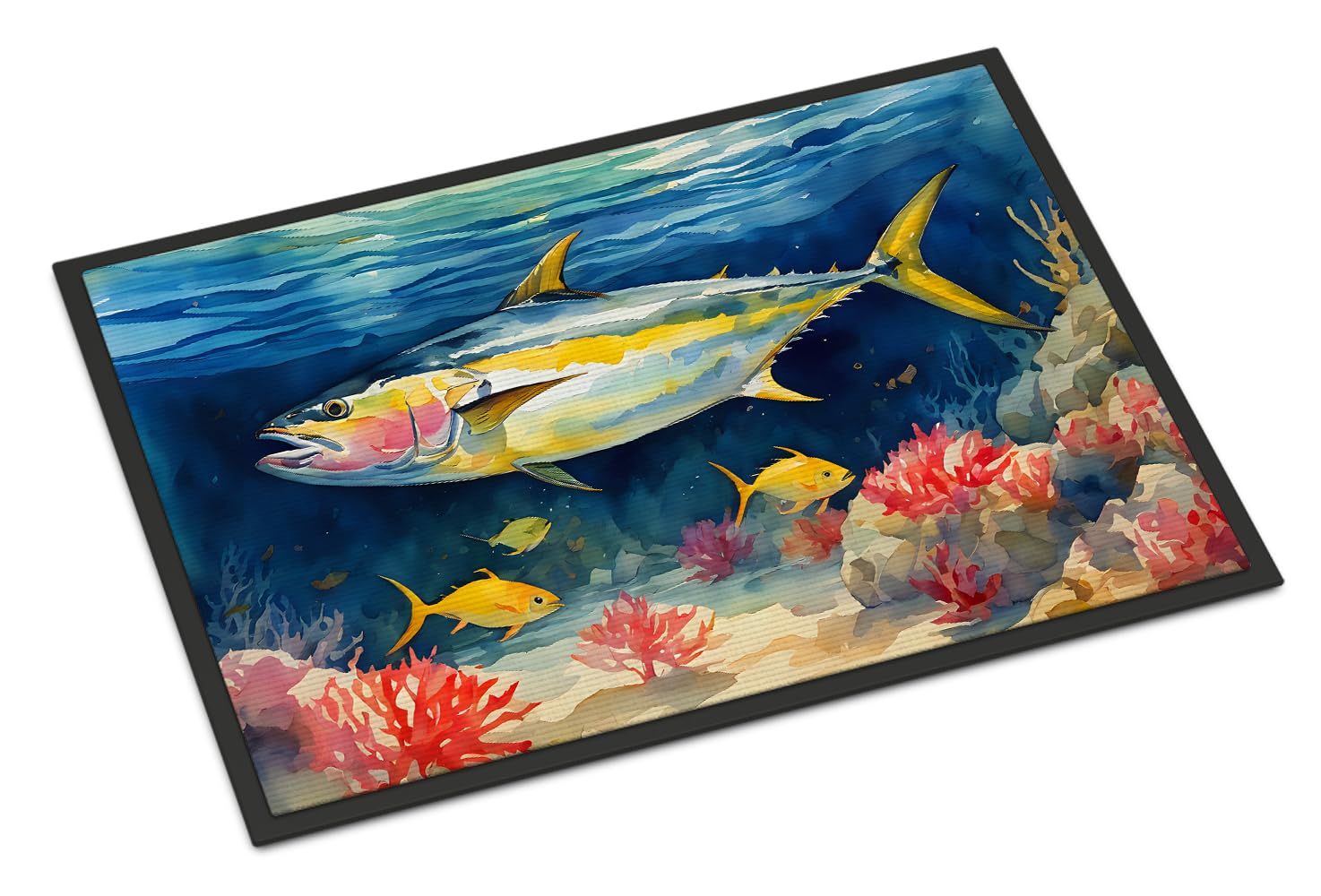 Carolines Treasures DAC2842JMAT Yellowfin Tuna Doormat Front Door Mat Indoor Outdoor Rugs for Entryway, Non Slip Washable Low Pile, 24H X 36W