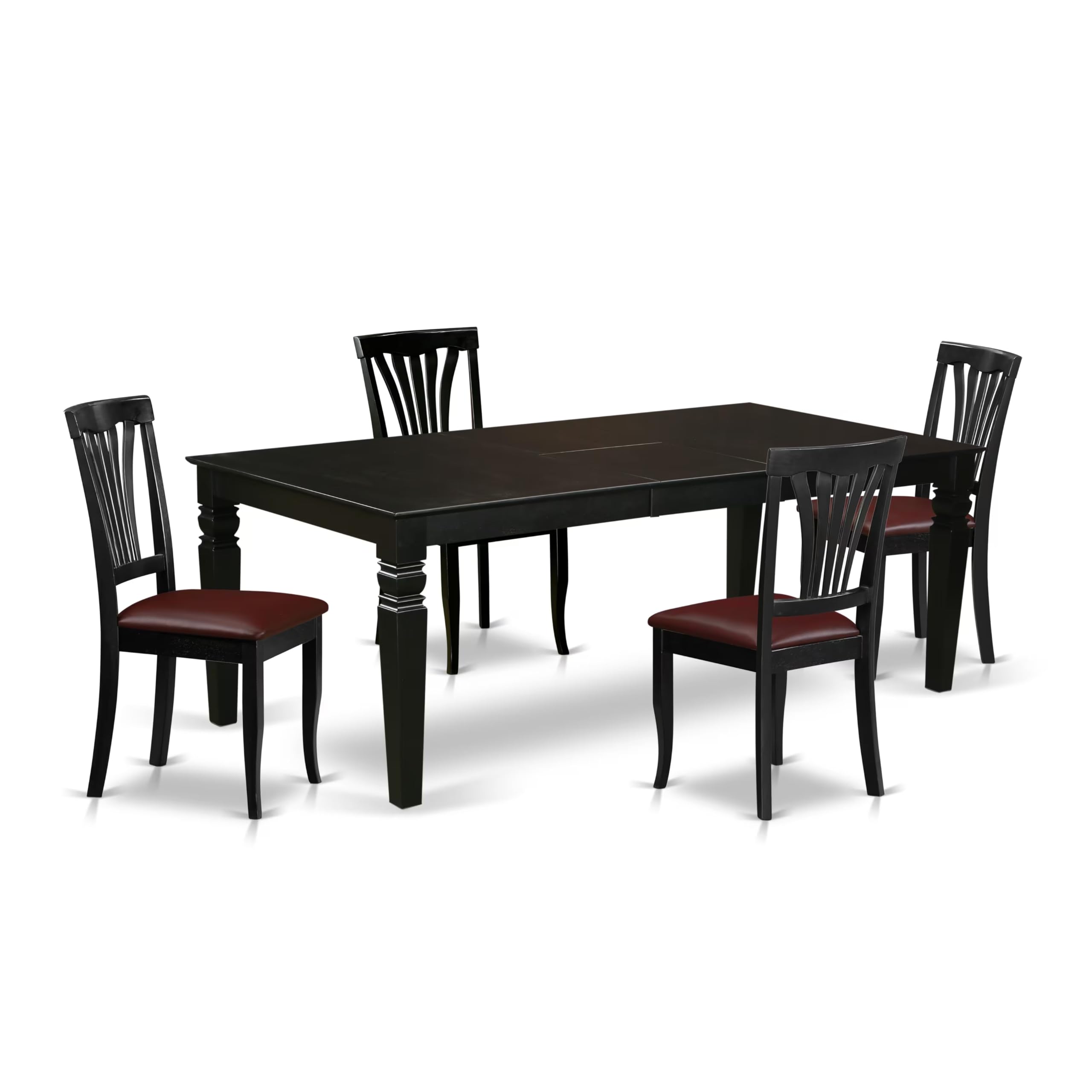 5  Pc  Dinette  set  with  a  Kitchen  Table  and  4  Leather  Dining  Chairs  in  Black