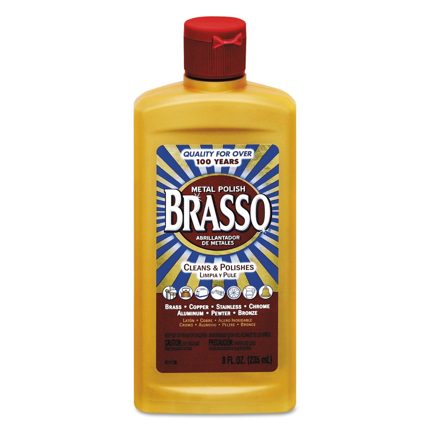 Brasso Metal Polish, 8 Oz Bottle For Brass, Copper, Stainless, Chrome, Aluminum, Pewter & Bronze (Pack Of 8)