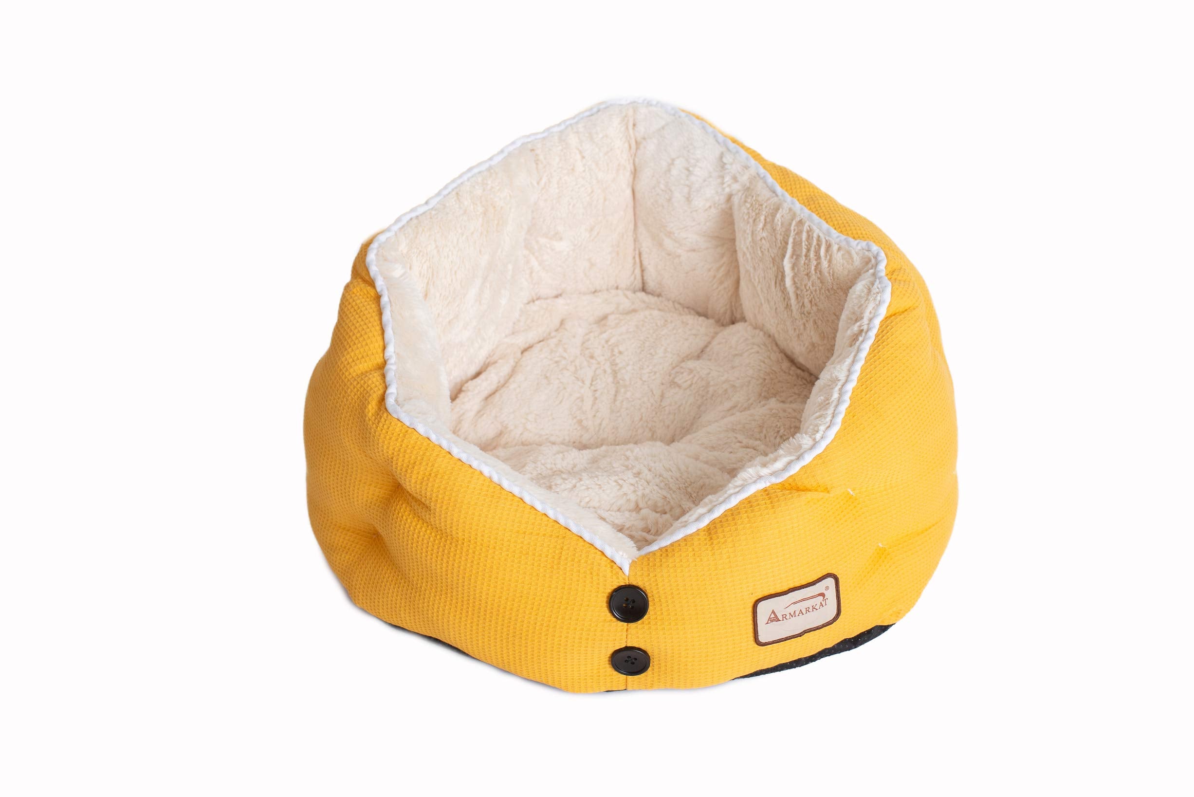 Armarkat Cat Bed Model C75HMB/MH Gold Waffle and White