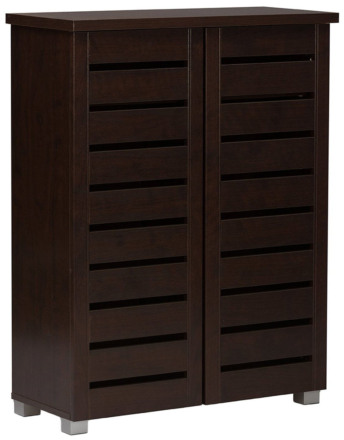 Baxton Studio Adalwin Modern and Contemporary 2-Door Dark Brown Wooden Entryway Shoes Storage Cabinet