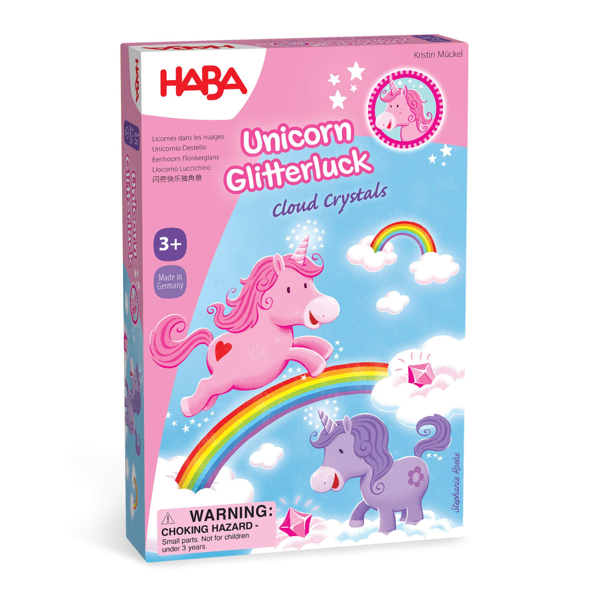 HABA Unicorn Glitterluck Cloud Stacking - Cooperative Kids Board Game - Unicorn Games and Unicorn Gifts- Ages 4+ Made in Germany