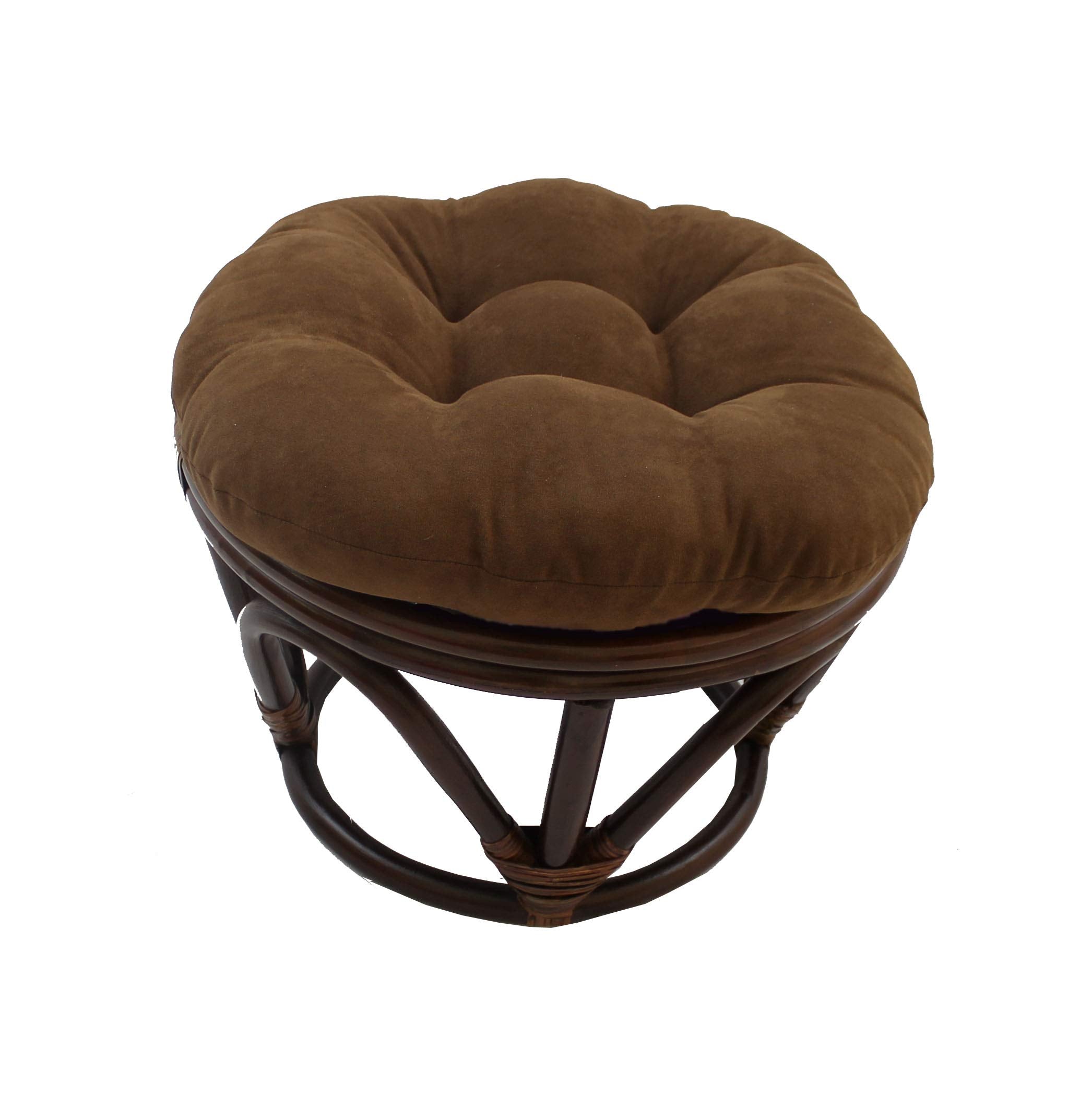 18-inch Round Solid Micro Suede Tufted Footstool Cushion - Chocolate