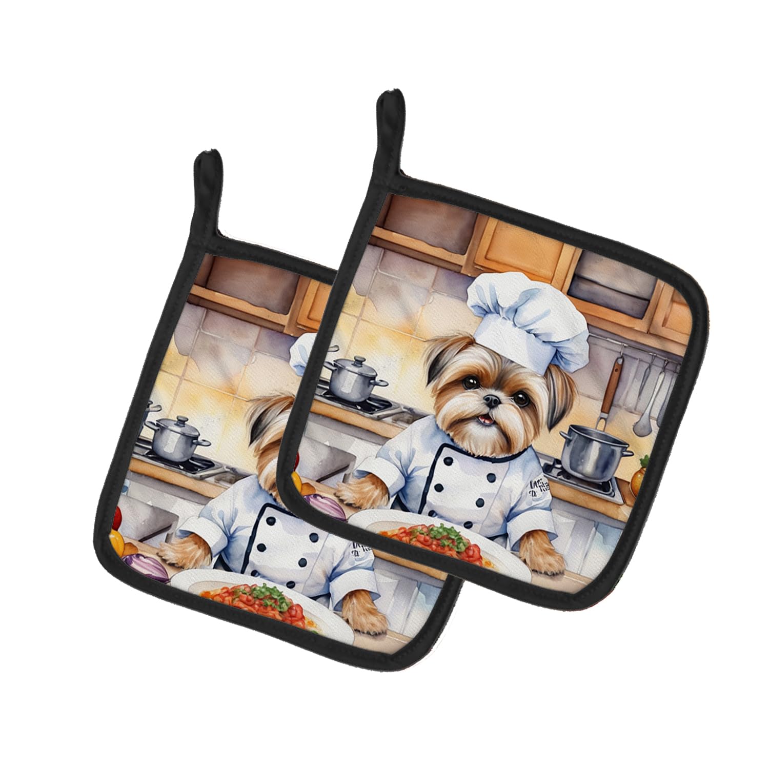 Lhasa Apso The Chef Pair of Pot Holders