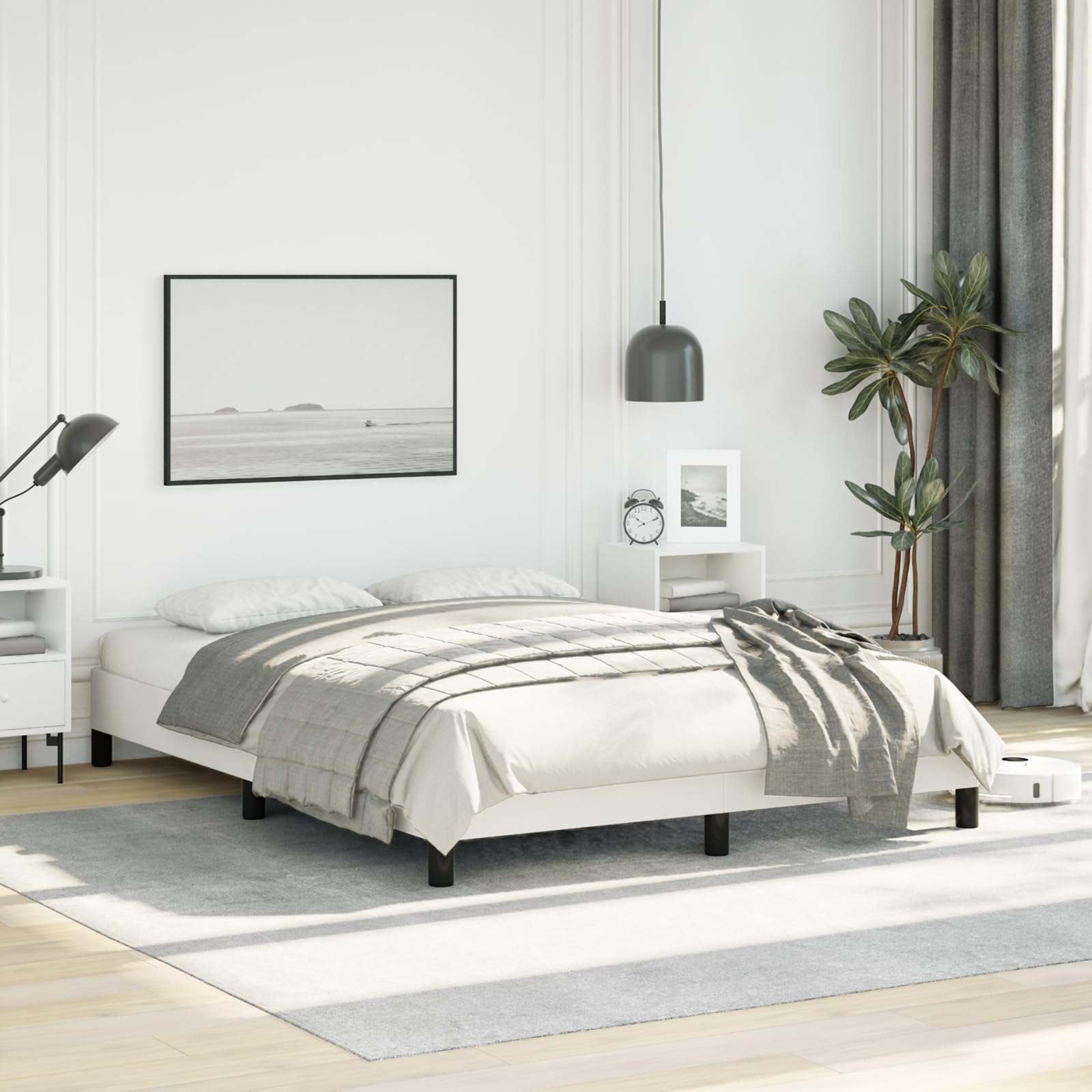 vidaXL Bed Frame White 53.9x74.8??Full Faux Leather