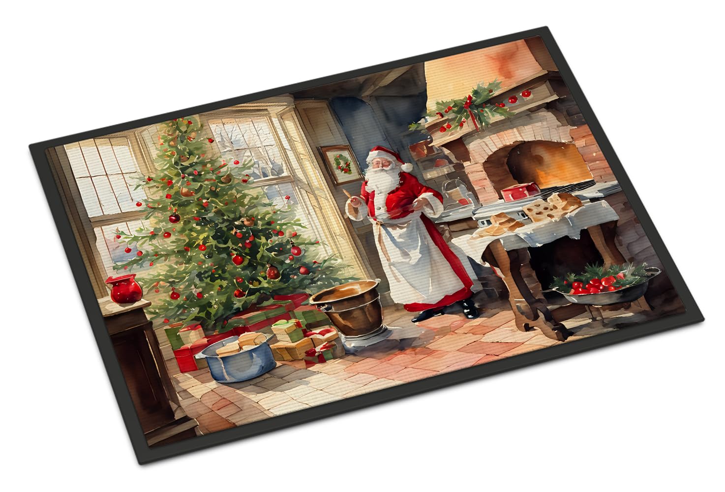 Carolines Treasures DAC3306JMAT Cookies with Santa Claus Doormat Front Door Mat Indoor Outdoor Rugs for Entryway, Non Slip Washable Low Pile, 24H X 36W