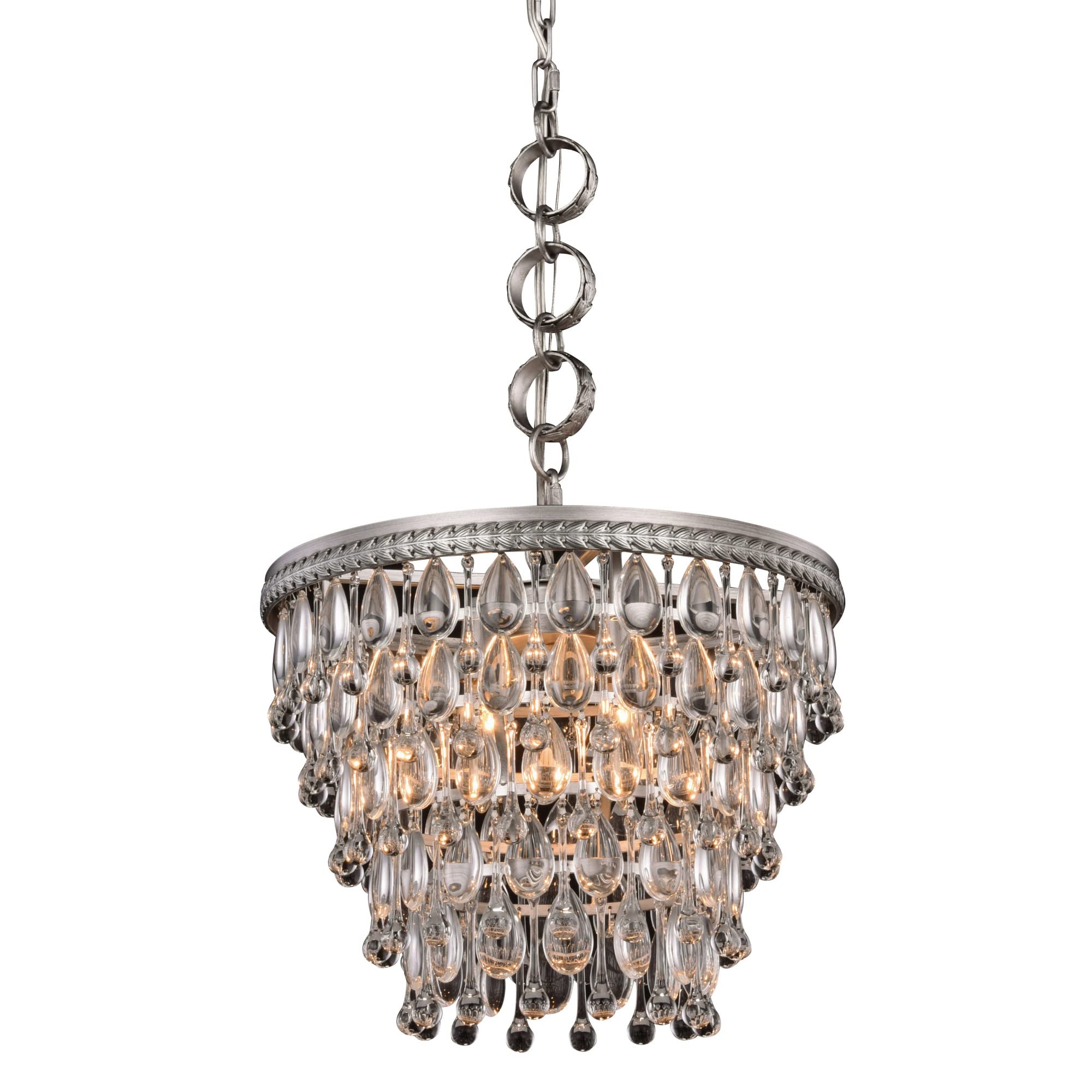 Nordic 4 light antique silver Pendant Clear Royal Cut Crystal