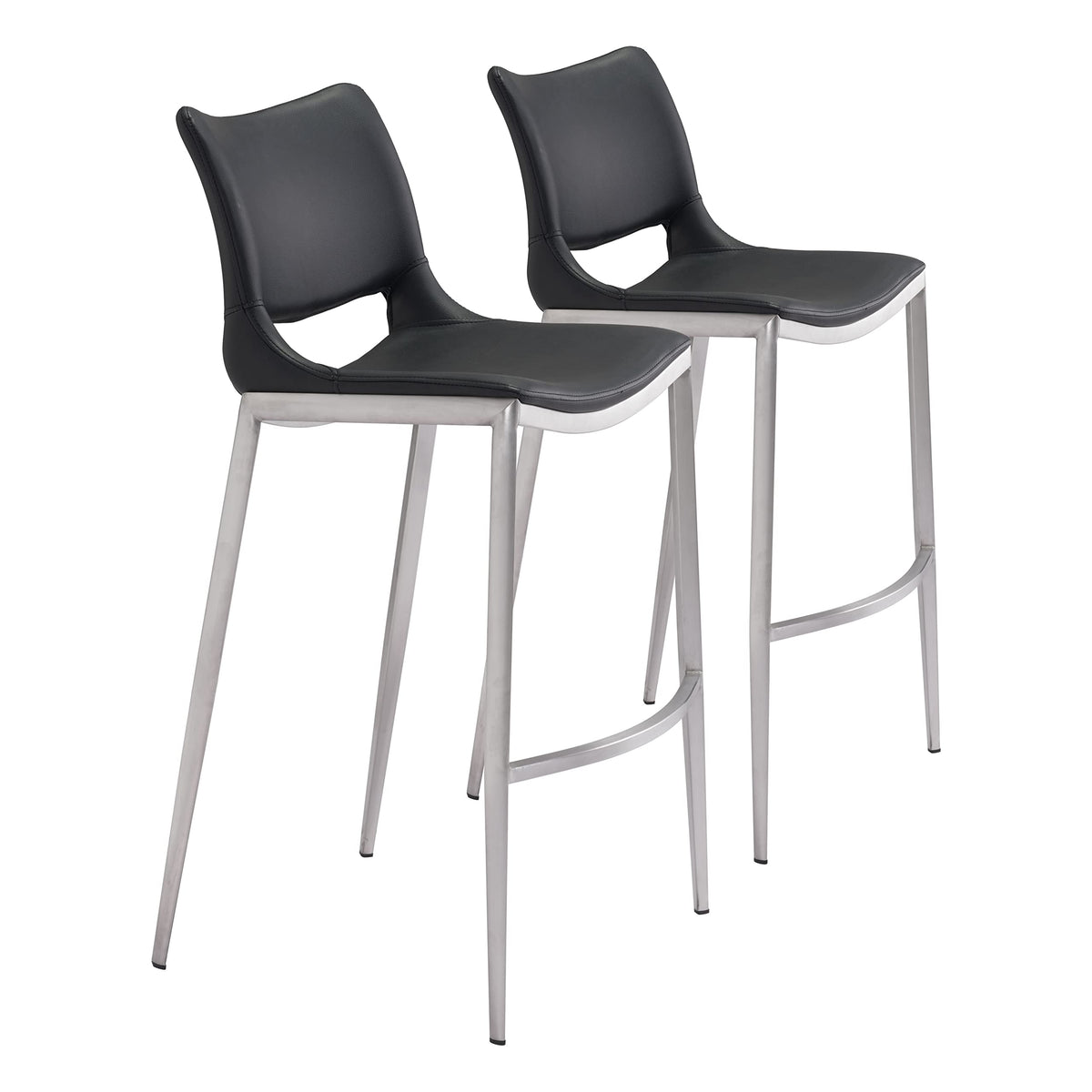 Ace Bar Chair (Set Of 2) Black & Silver