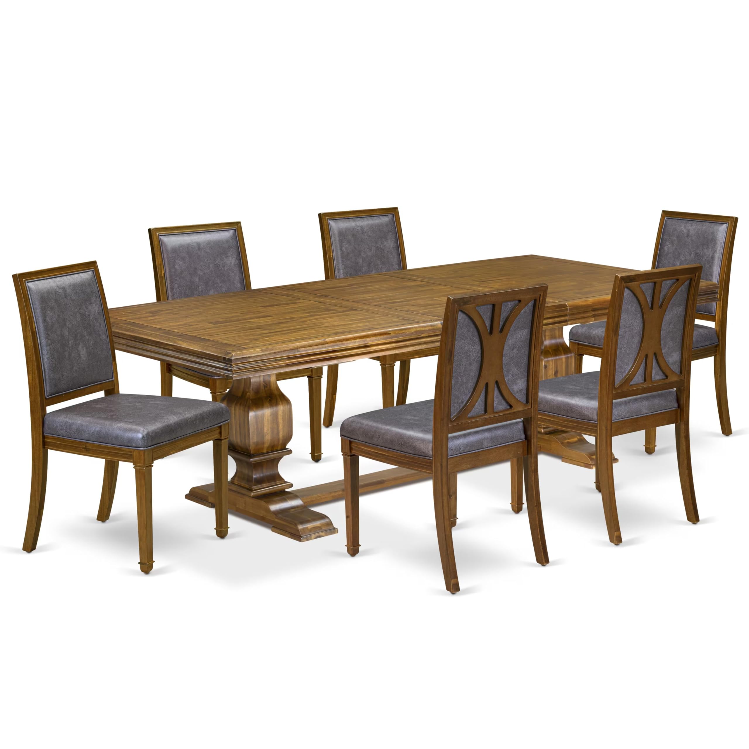 7 piece Modern Dining Table Set consists of a Dining Table and 6 Kitchen Chairs