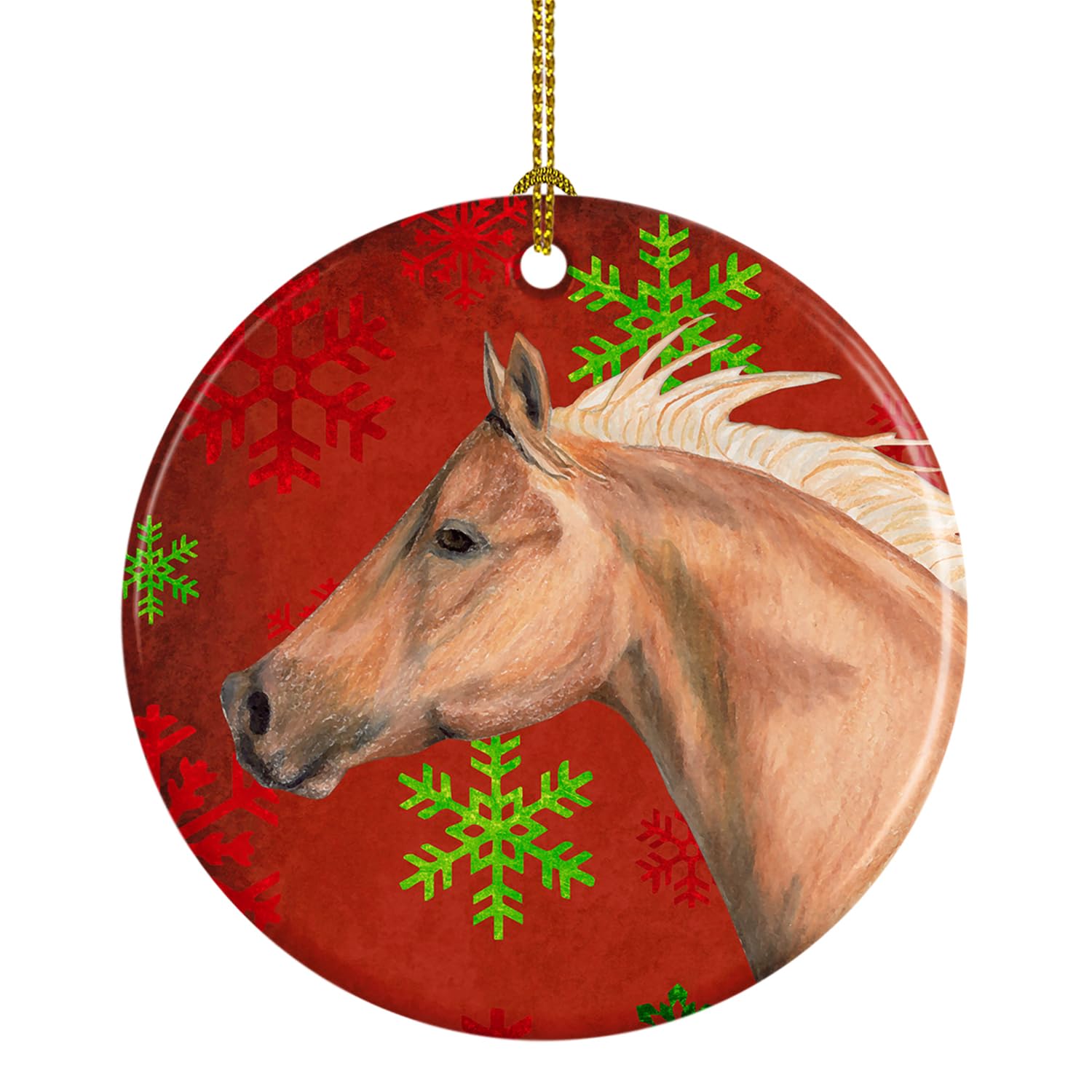 Horse Red Snowflakes Holiday Christmas Ceramic Ornament SB3123CO1
