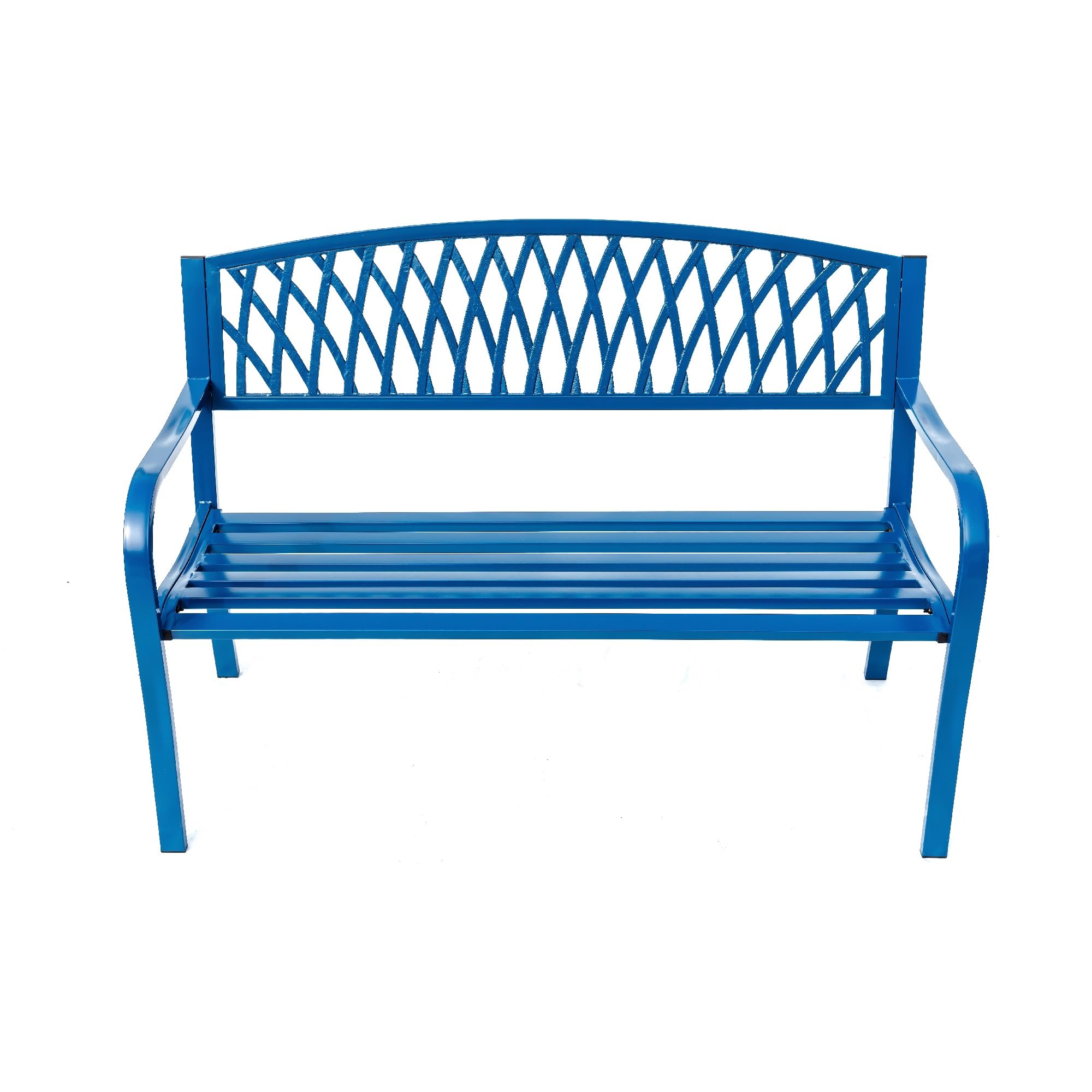 Hi-Line Gift Ltd 78661-C-BL Blue Horizon Escape- Steel and Cast Iron Garden Bench for Relaxation
