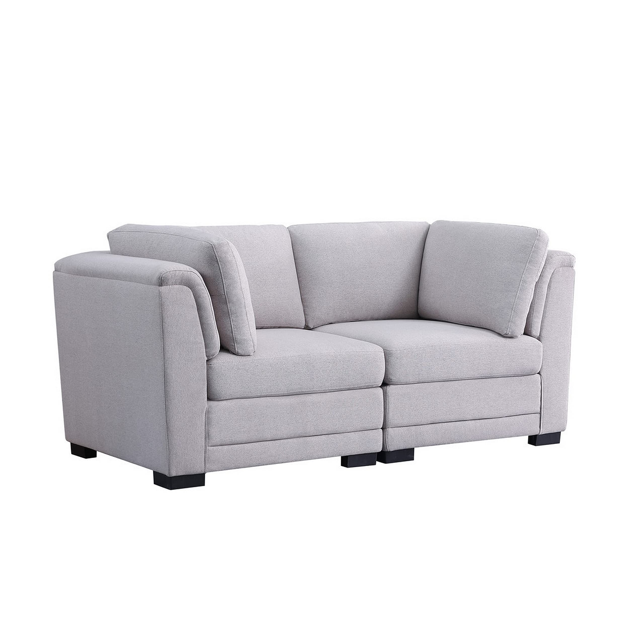 Chase 35 Inch Wood Loveseat with Padded Seats and Back, Modern, Gray, Black