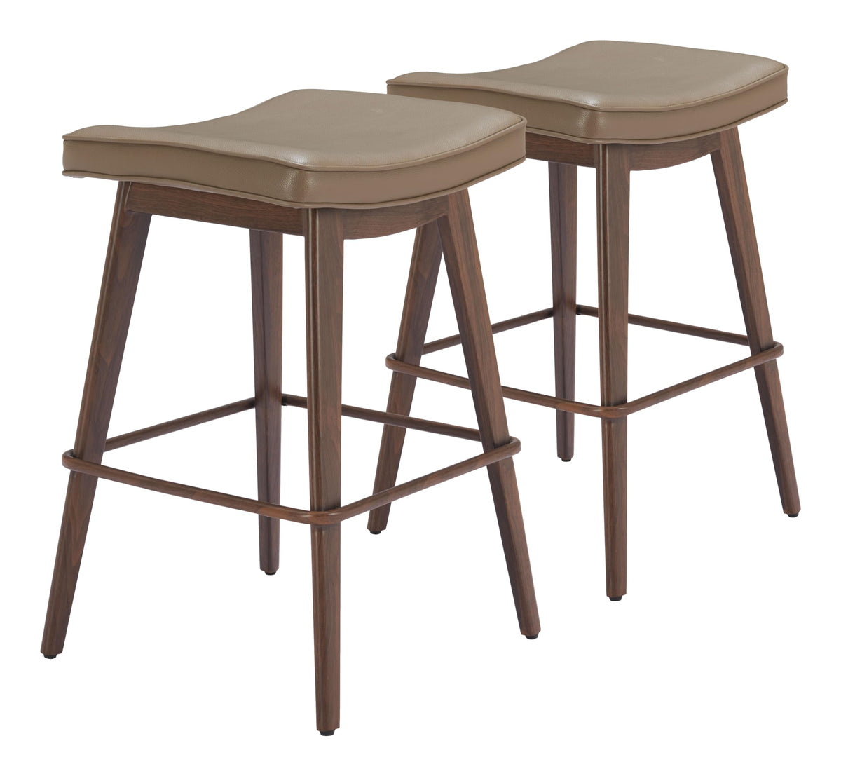Zuo Divat Barstool (Set Of 2) Taupe & Walnut