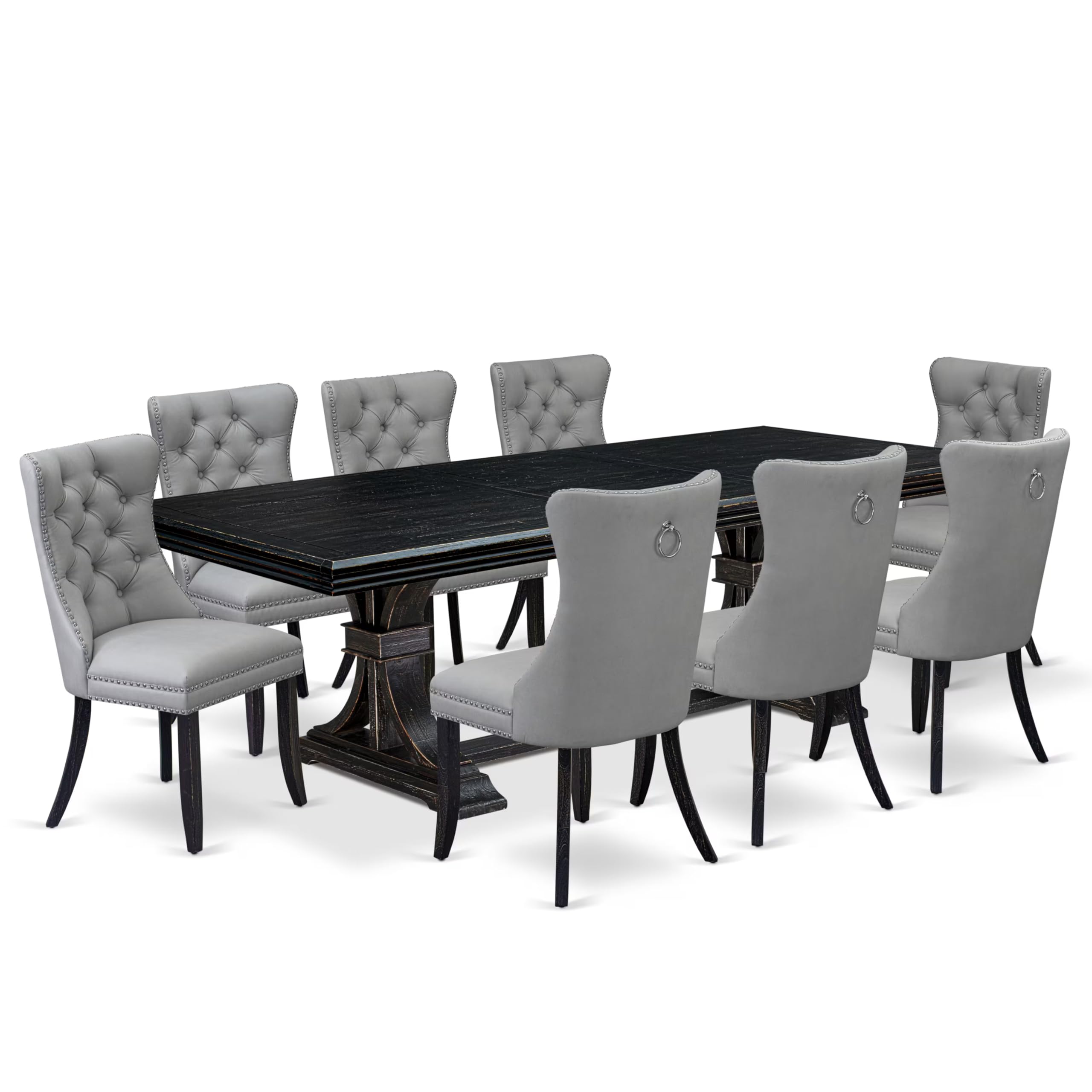 9 piece dining table set a dining table and 8 Faux Leather kitchen Chairs