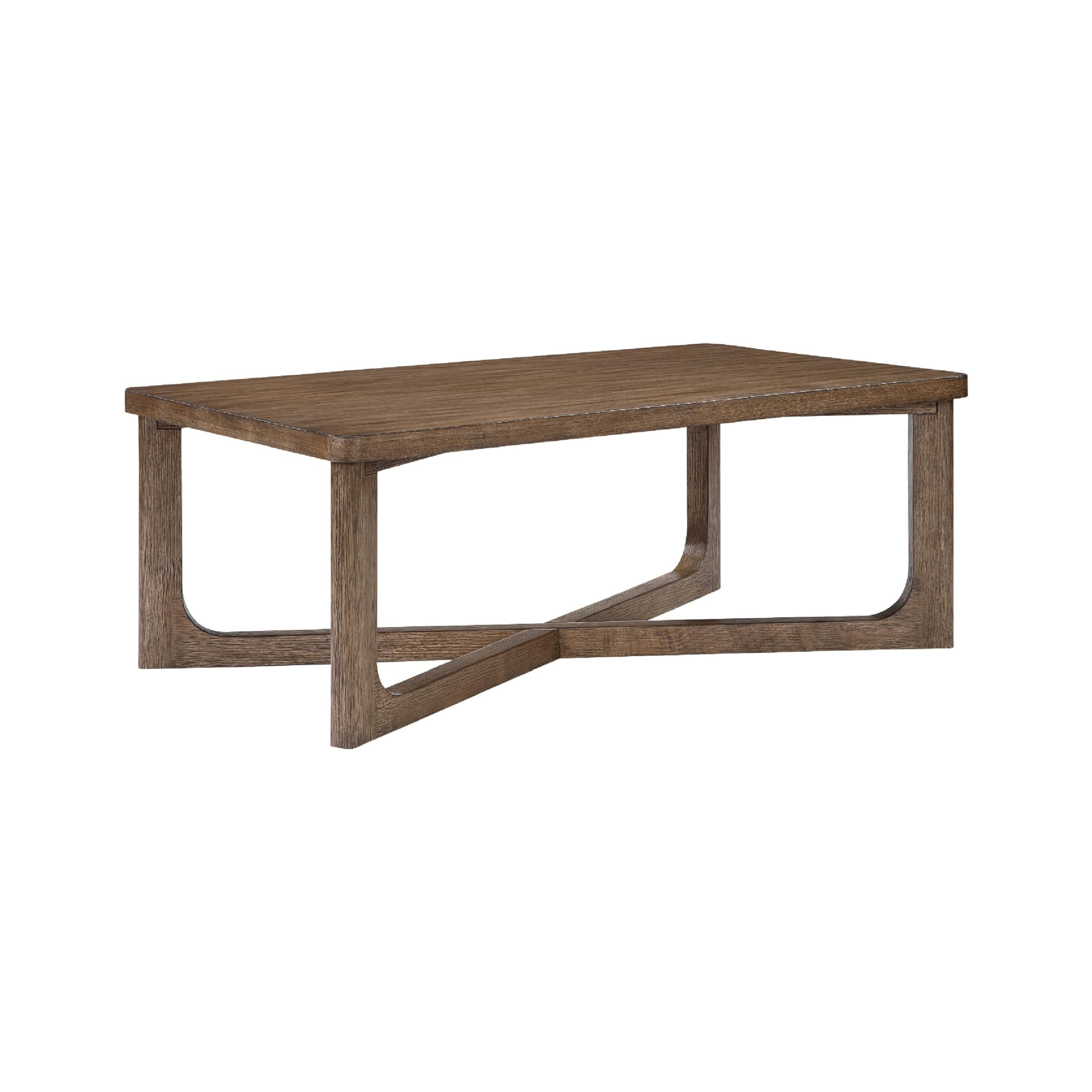 Bly Coffee Table, 48 Inch Rectangle Top, X-Base Design, Light Brown